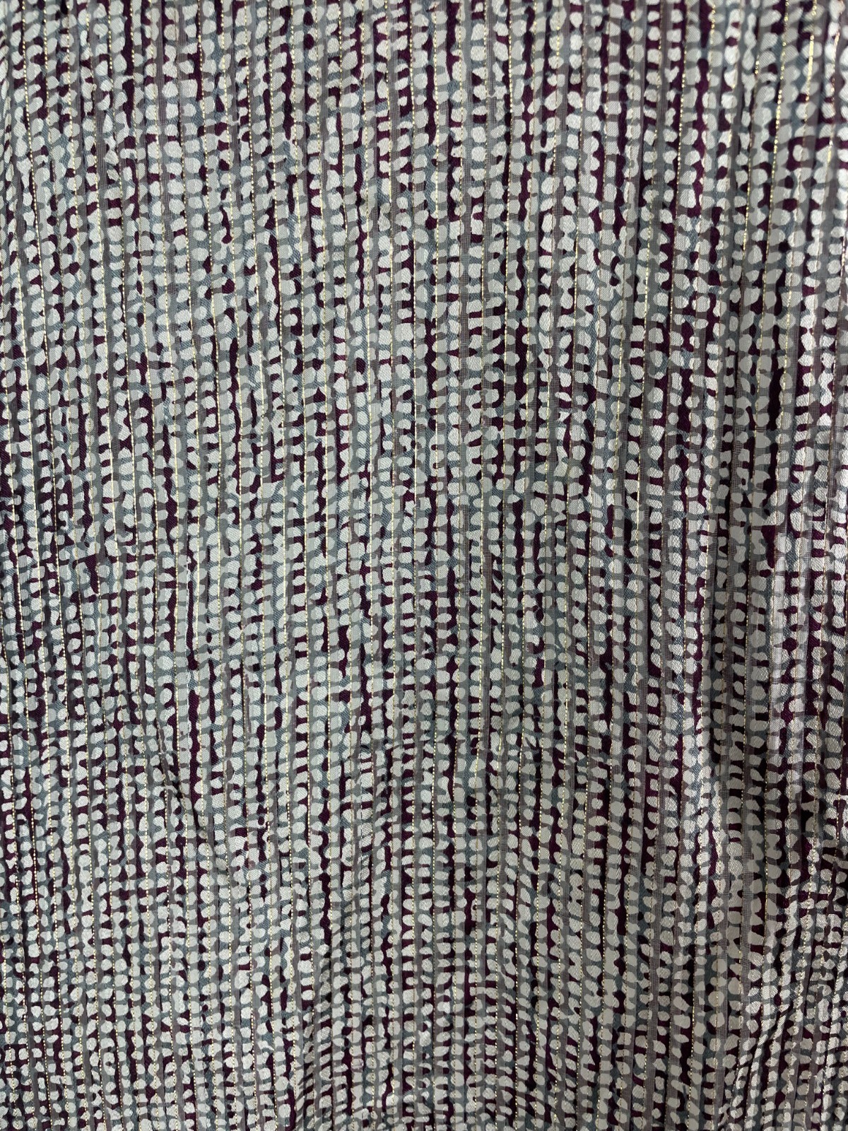St. John Vintage Gold Metallic Burgundy Neck Tie Blouse 8