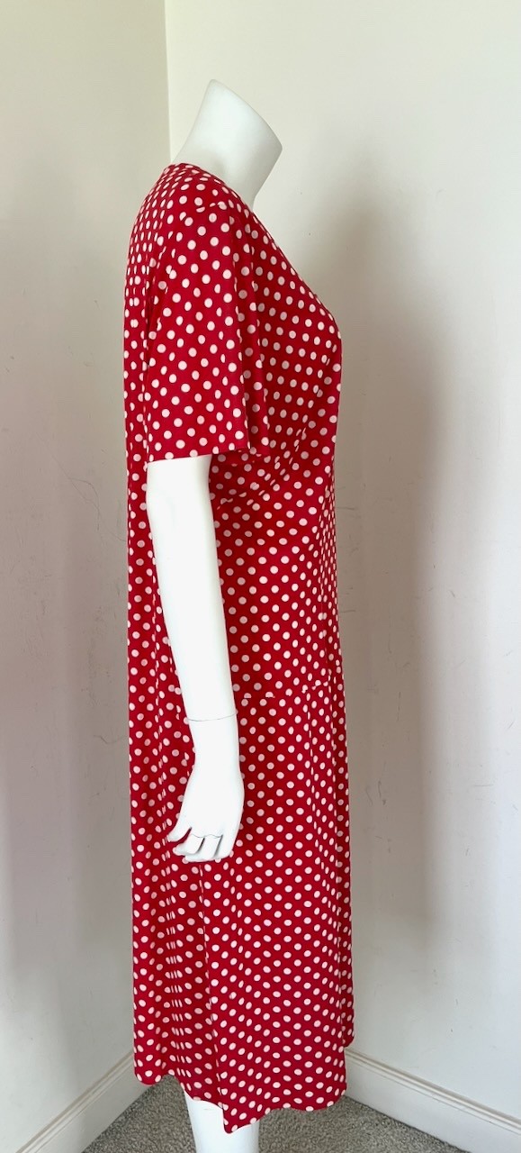 Vintage 60’s Red & White Polka Dot Drop Waist Dress Size XL