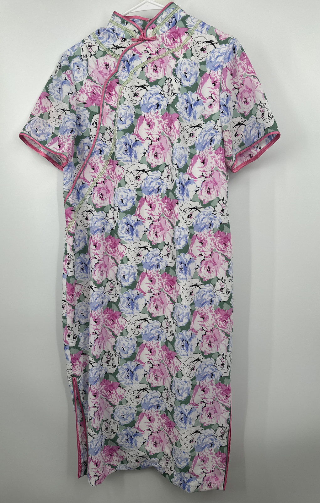 Vintage retro long Floral cheongsam qipao chinese dress Sz 15