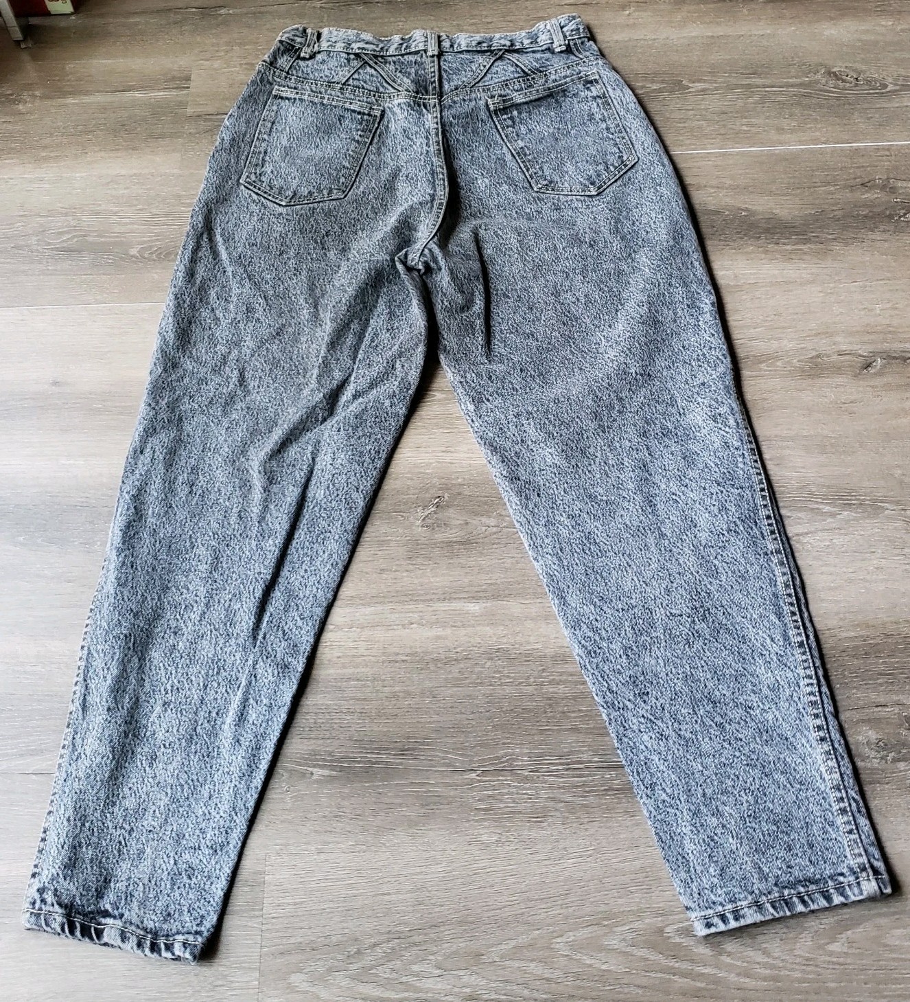 VTG 80s Gitano Black Acid Wash Tapered Jeans Sz 14 RUNS SMALL 27″W DISTRESSED