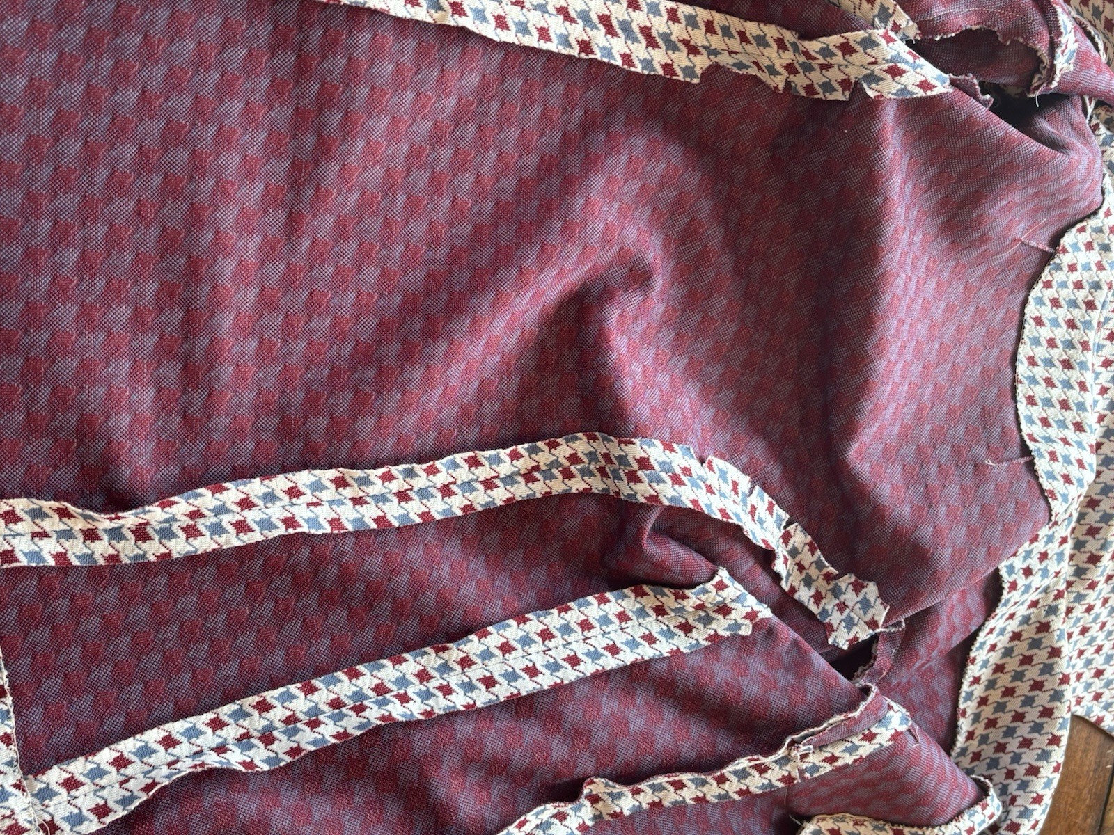 Vintage 1970s Womens Pant Suit Set Houndstooth Bell Bottom Pants Homemade
