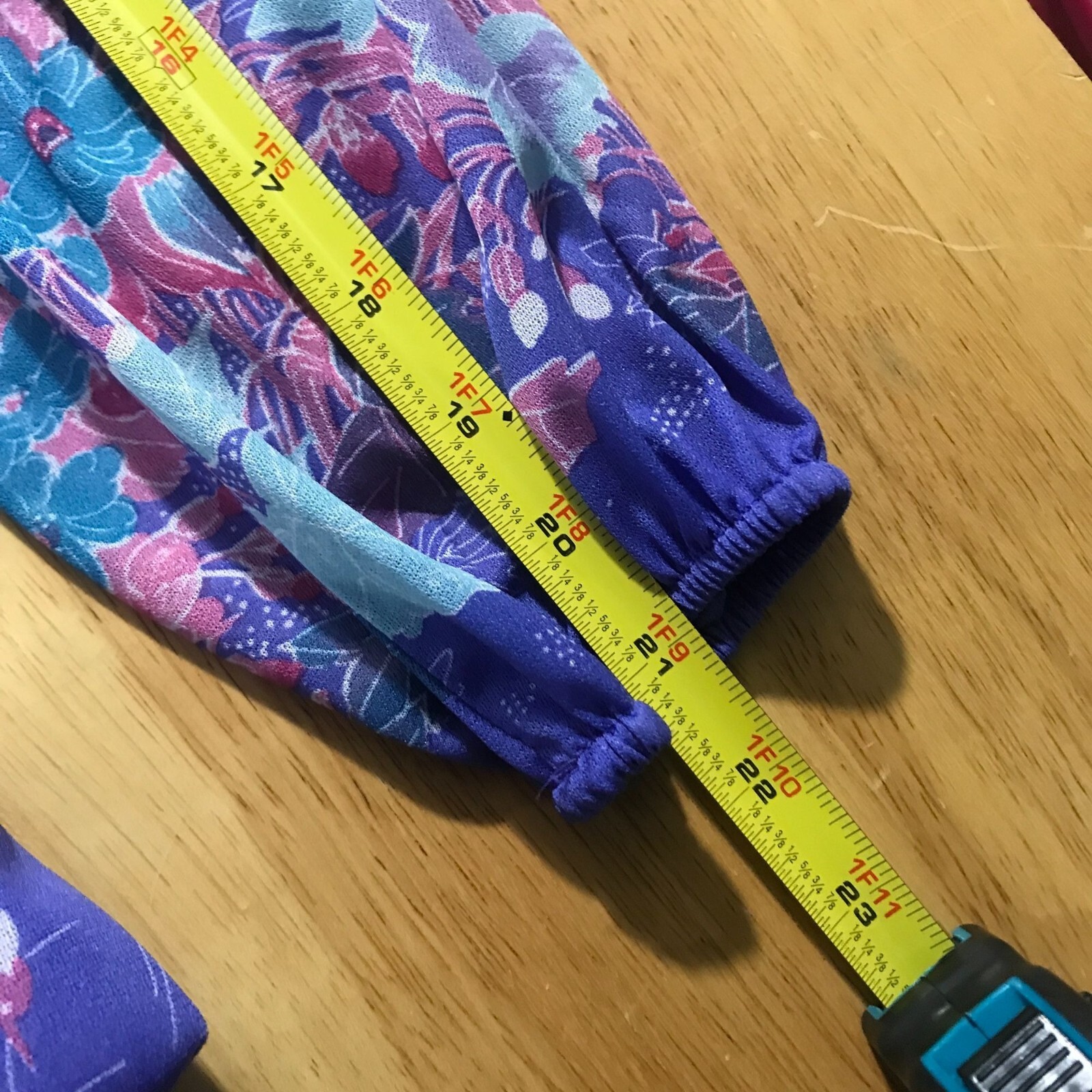 Vintage Mavinette Dress Women’s Small/Medium Purple Pink Blue Floral Pattern 3/4