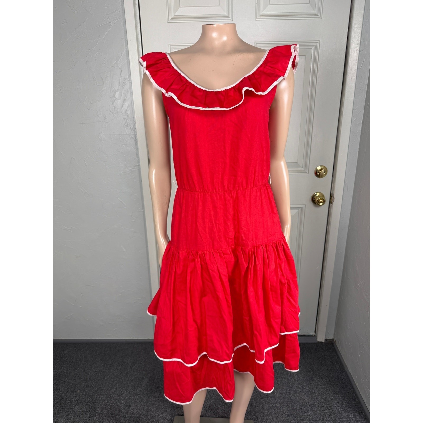 Vintage 70s Goody Women’s Dress 3 Square Dance Cotton Ruffle Western Country C7