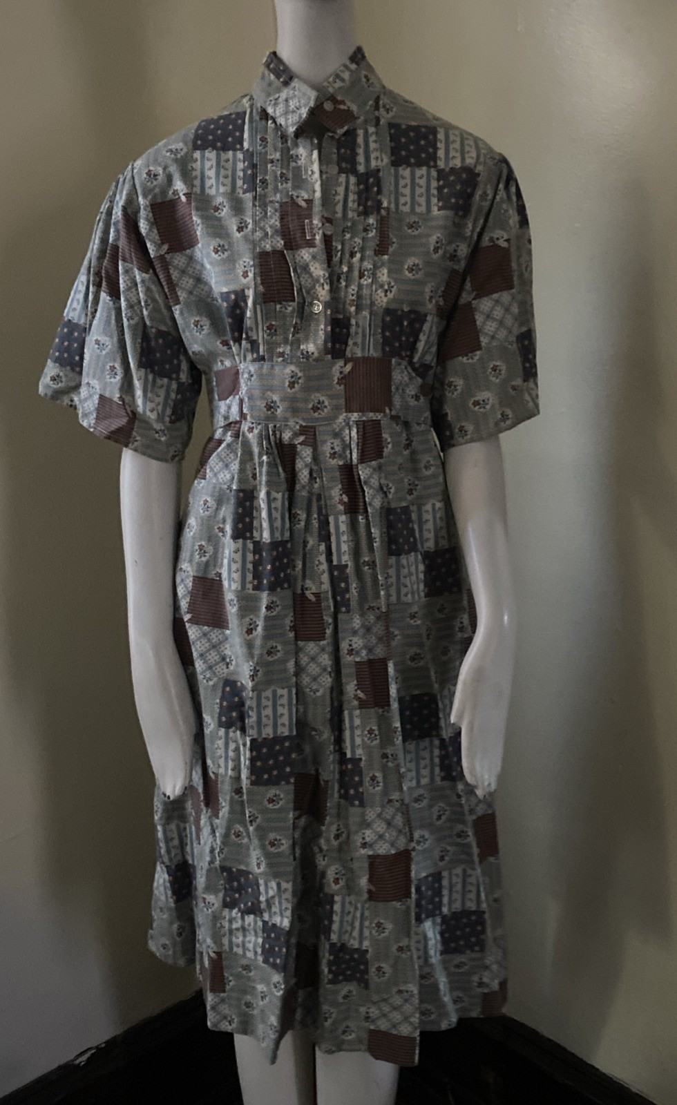 VTG Saks Young Dimensions 1970s Mod Patchwork Dress Size 2-4 Pockets