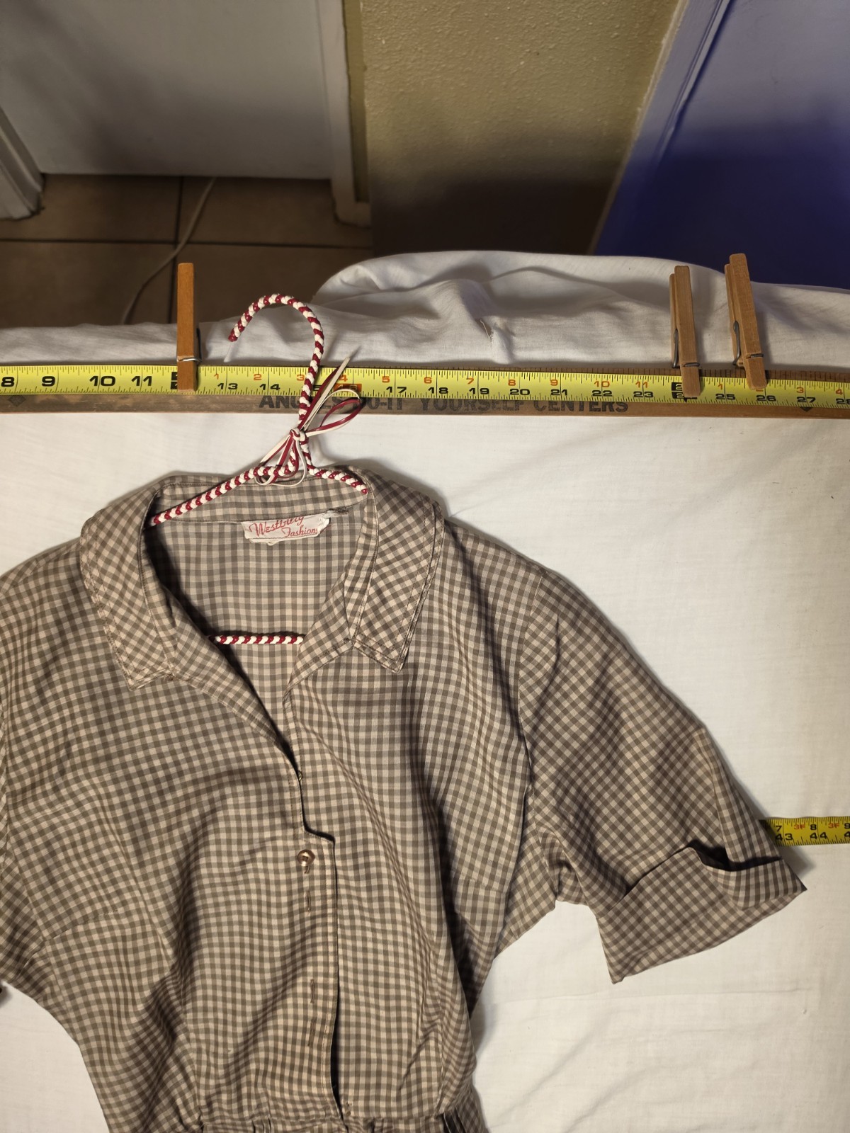 VINTAGE 1950’s – 60’s WESTBURY FULL SKIRT BROWN CHECKED DRESS MEDIUM/ Small