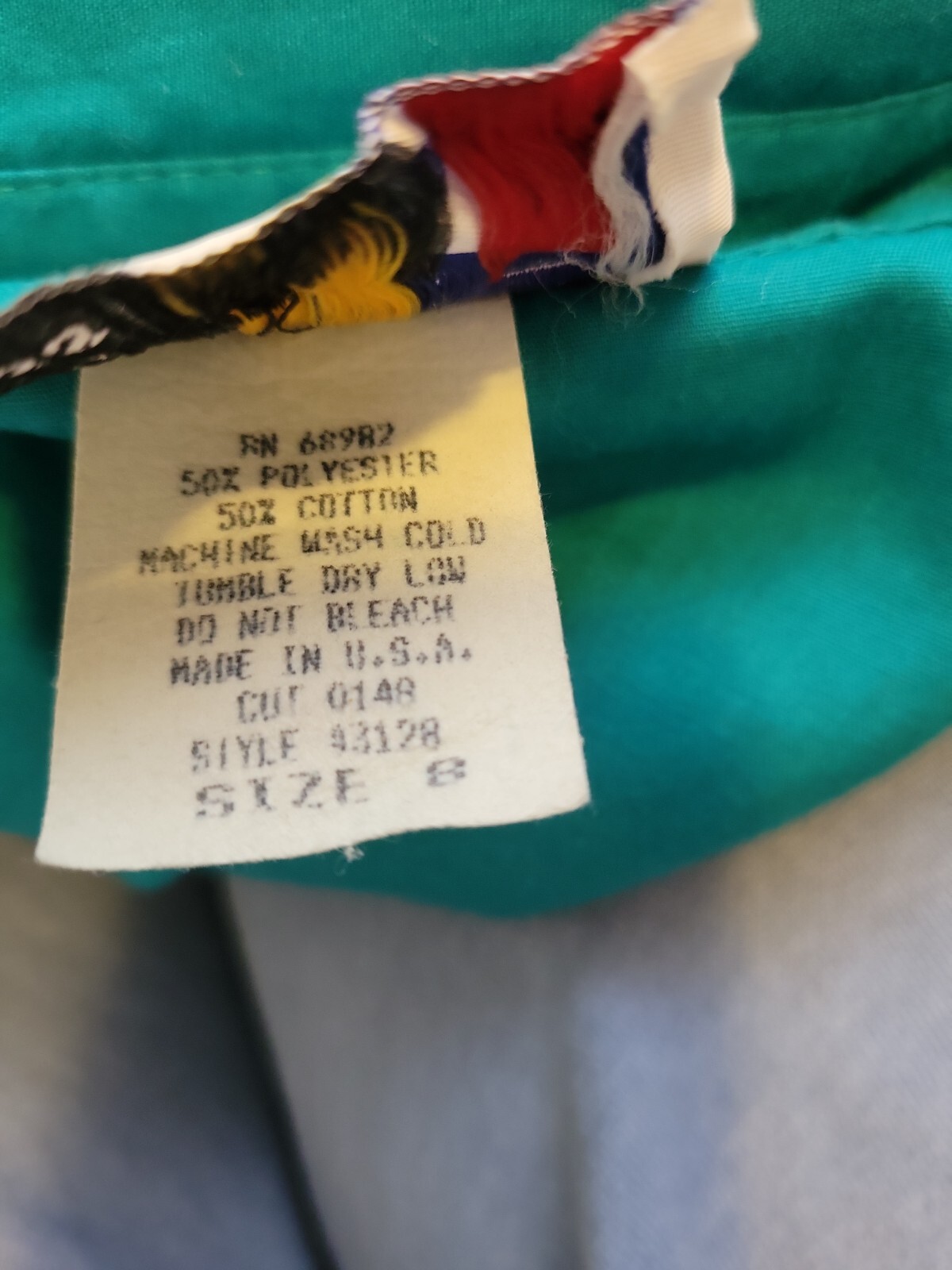 80s VTG USA American Shirt Dress Teal 8 Shoulder Pads