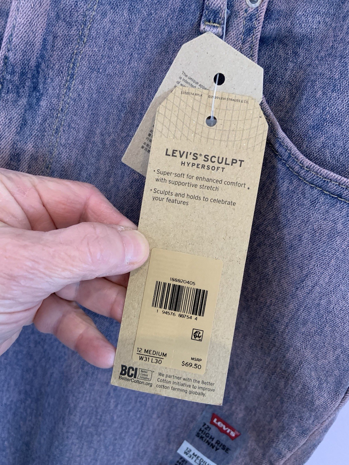 LEVIS 721 Skinny High Rise 31/30 Acid Washed Purple Hue NWT Rare!