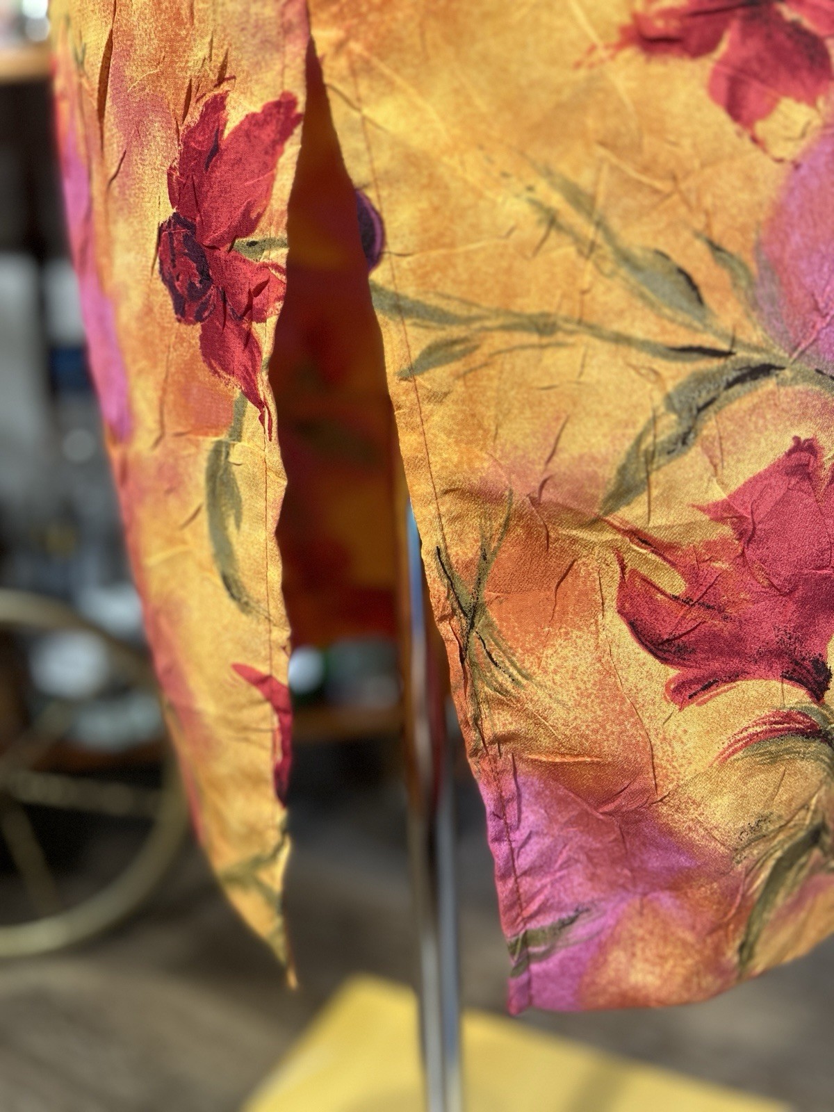 Vintage 1990s Bright Floral Crepe Sleeveless Maxi Dress
