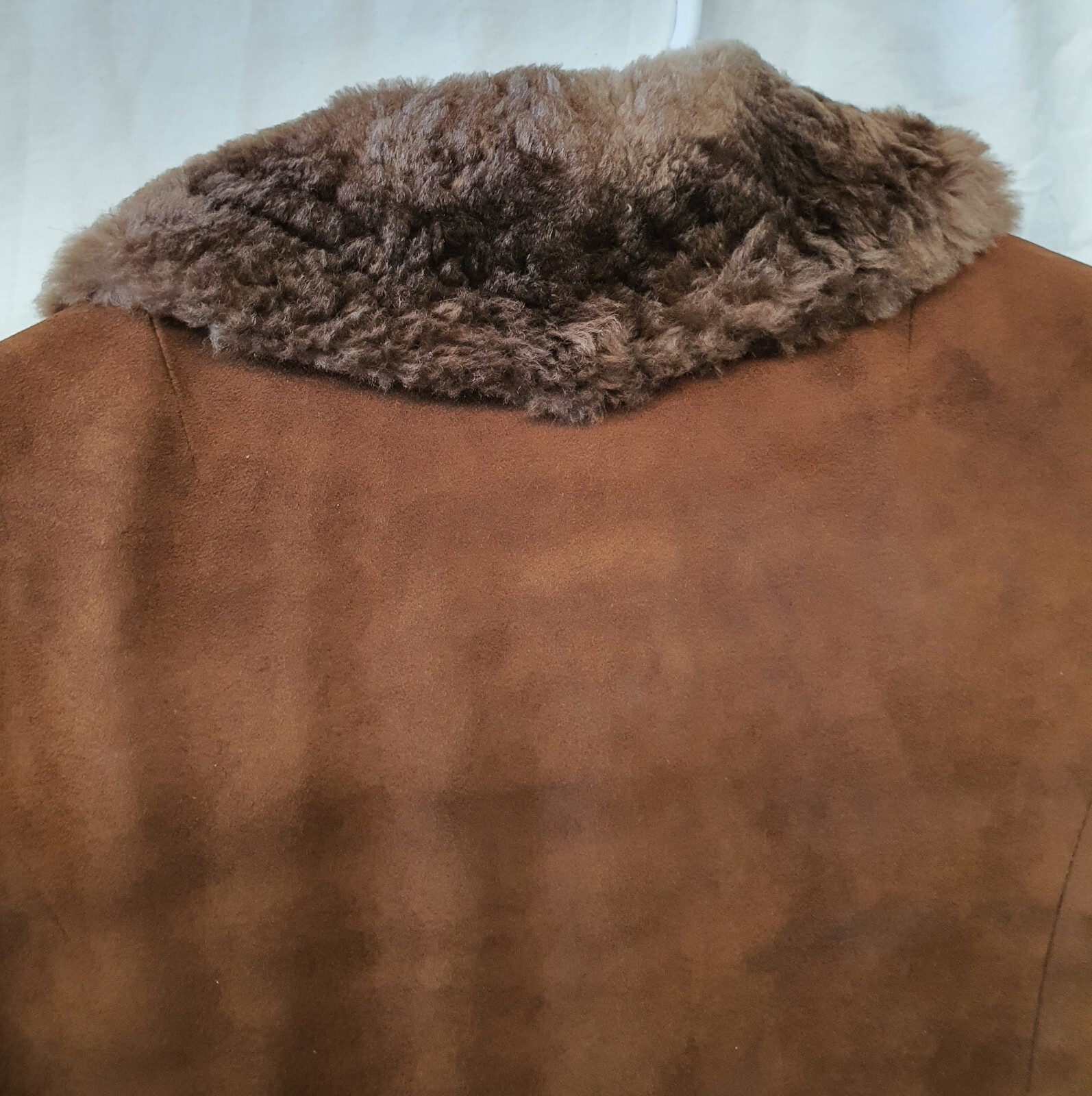 Vintage Lisal Melbourne 1970s Afghan Suede Coat with Lambs Wool Cuffs Collar SzS