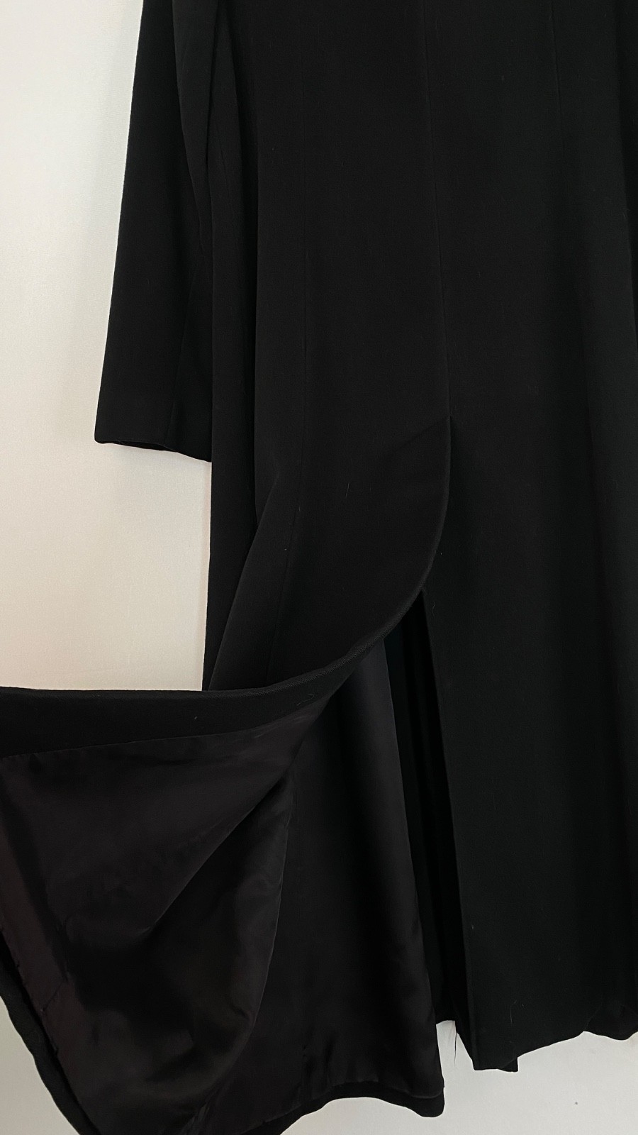 Vintage 1990s black cashmere trench coat long wool pea military maxi full M