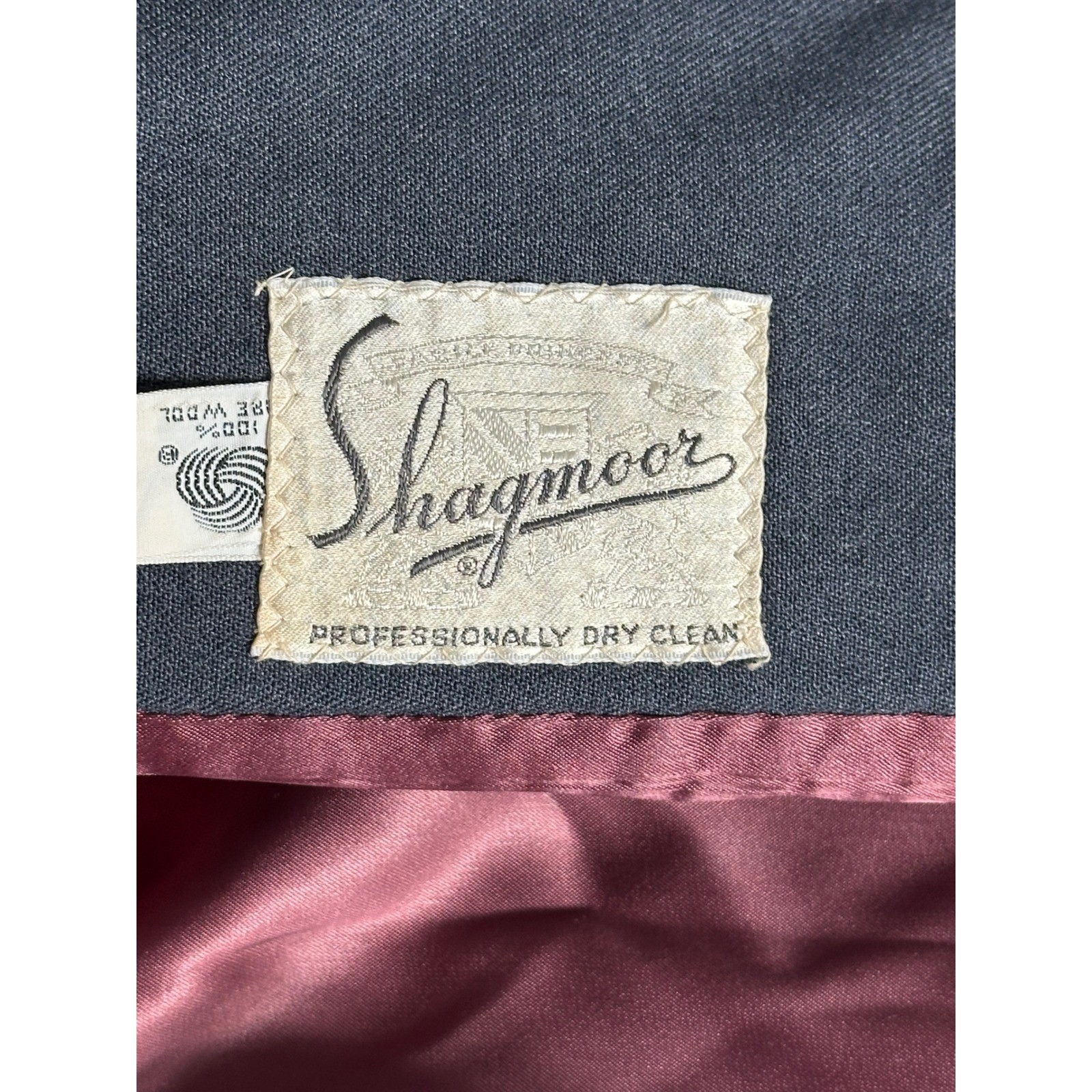 Vintage Shagmoor 60s Mod Charcoal Gray Wool Collarless Long Coat Pink Lining