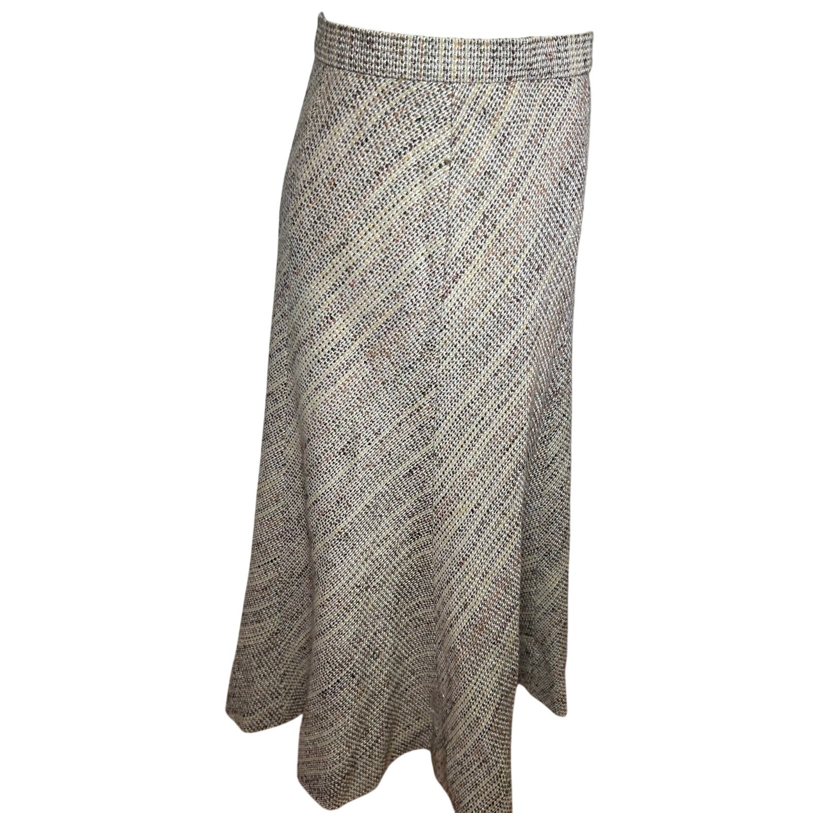 VTG 60s Bespoke S Wool Midi Skirt Retro Mod Dark Academia Twee Preppy Minimalist