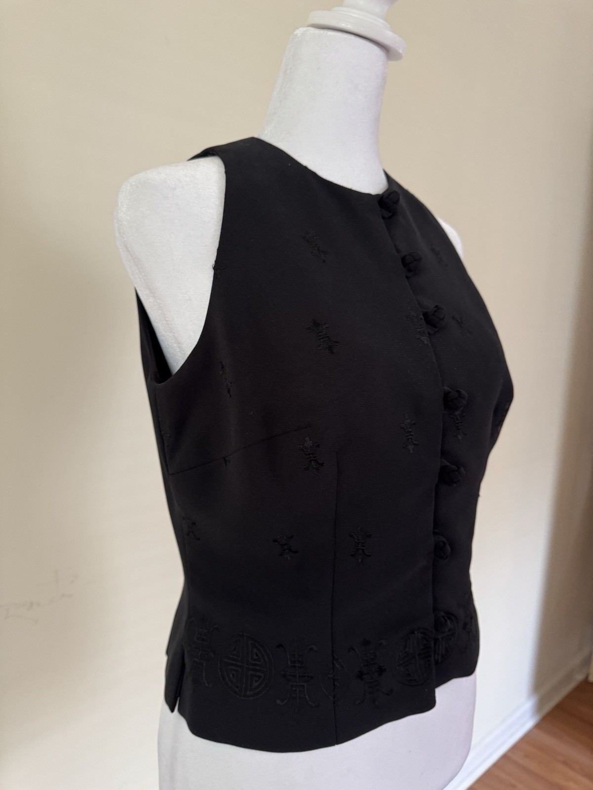 VINTAGE Laundry by Shelli Segal Vest Black Retro 80-90s Size 6 Hong Kong