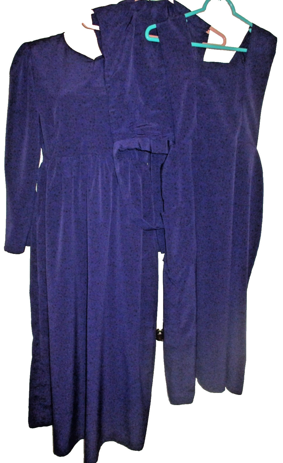 3Pc New Tall Amish Mennonite Dress Cape Apron 38″B/ up to 30″W x 49 „L Purple