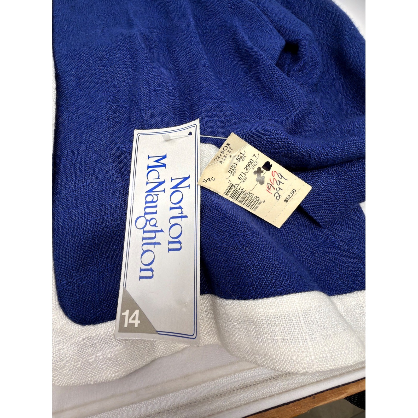 Vintage 90s Norton McNaughton Blue & White Blazer Rayon Flax NWT Size 14