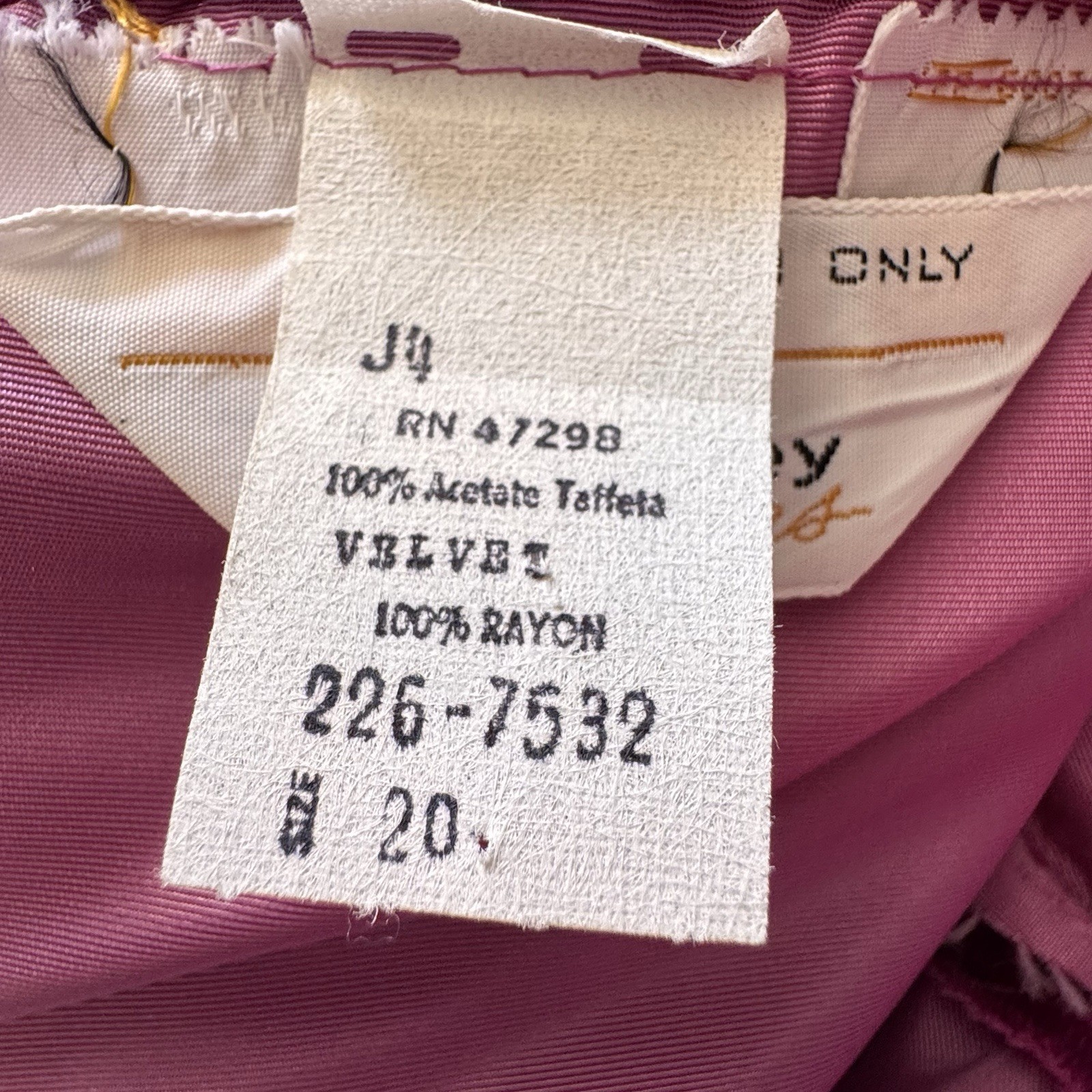Vintage USA Velvet Taffeta Maxi Dress Burgundy Pink Puff Sleeve 20