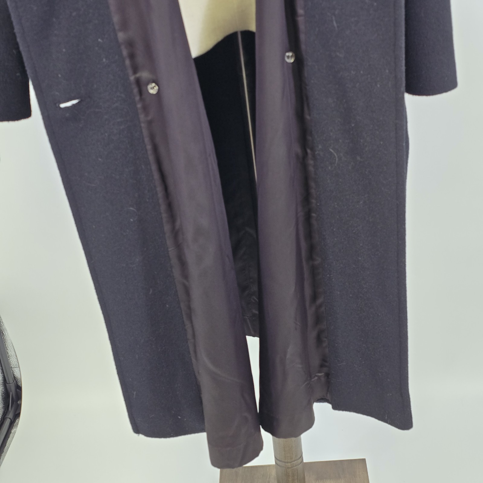 Perlette Black P-Coat Wool Blend Double Breasted Long Coat USA Made Vtg