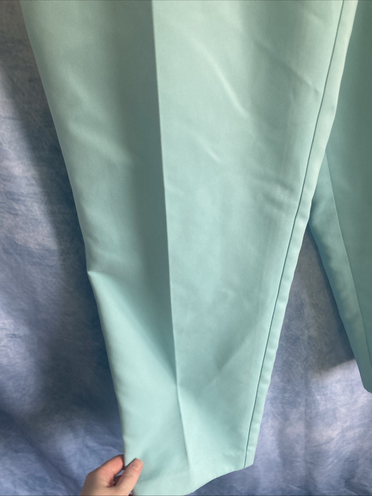 Vtg 90s Koret Petites Pants 12P Mint Green Elastic Waist Peachskin Polyester
