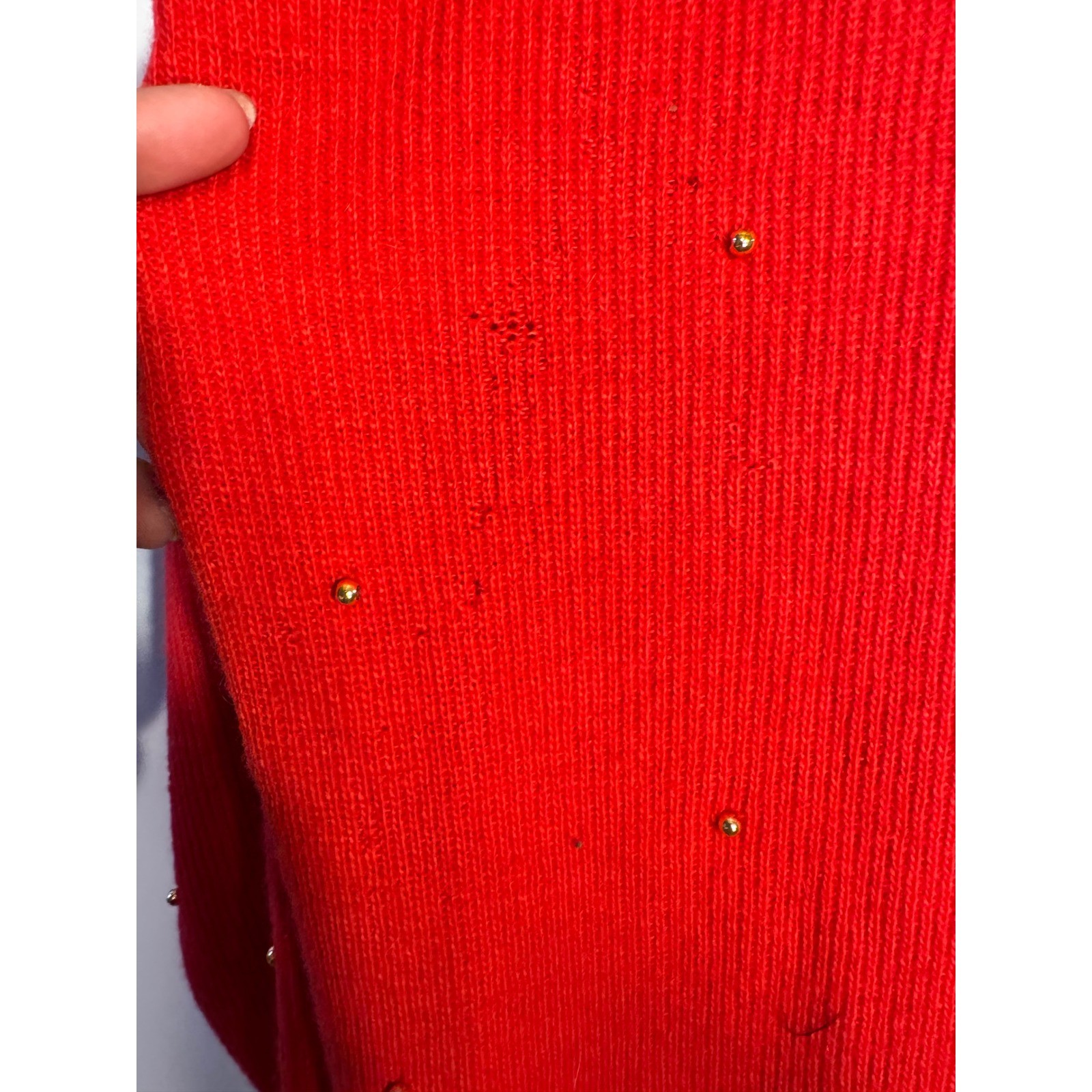 Marisa Christina Classics Vintage Red Beaded Sequin Crest Angora Wool Sweater