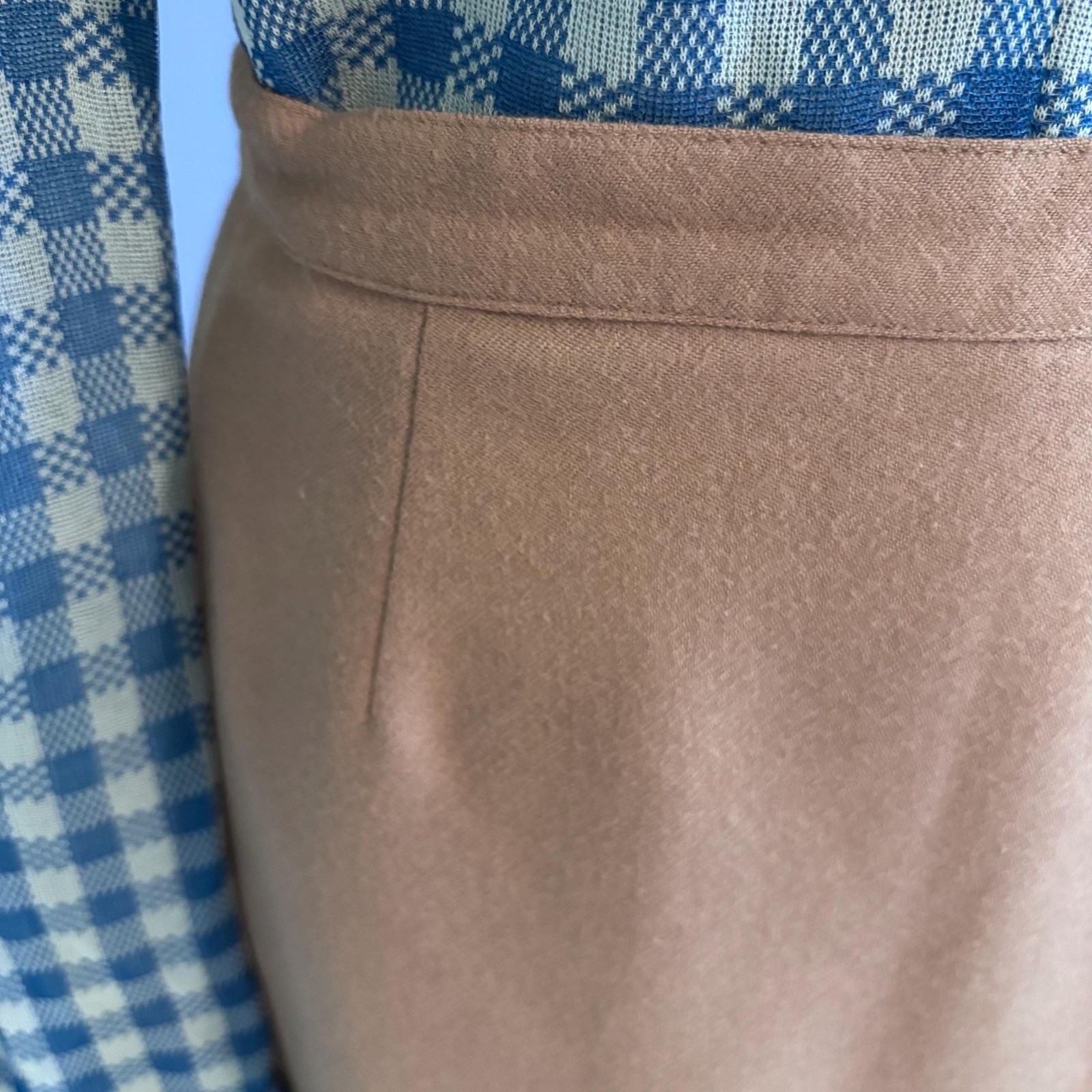 Vintage SISLEY Camel Italian Virgin Wool Wrap Maxi Skirt, 90s Minimalist, Size 6