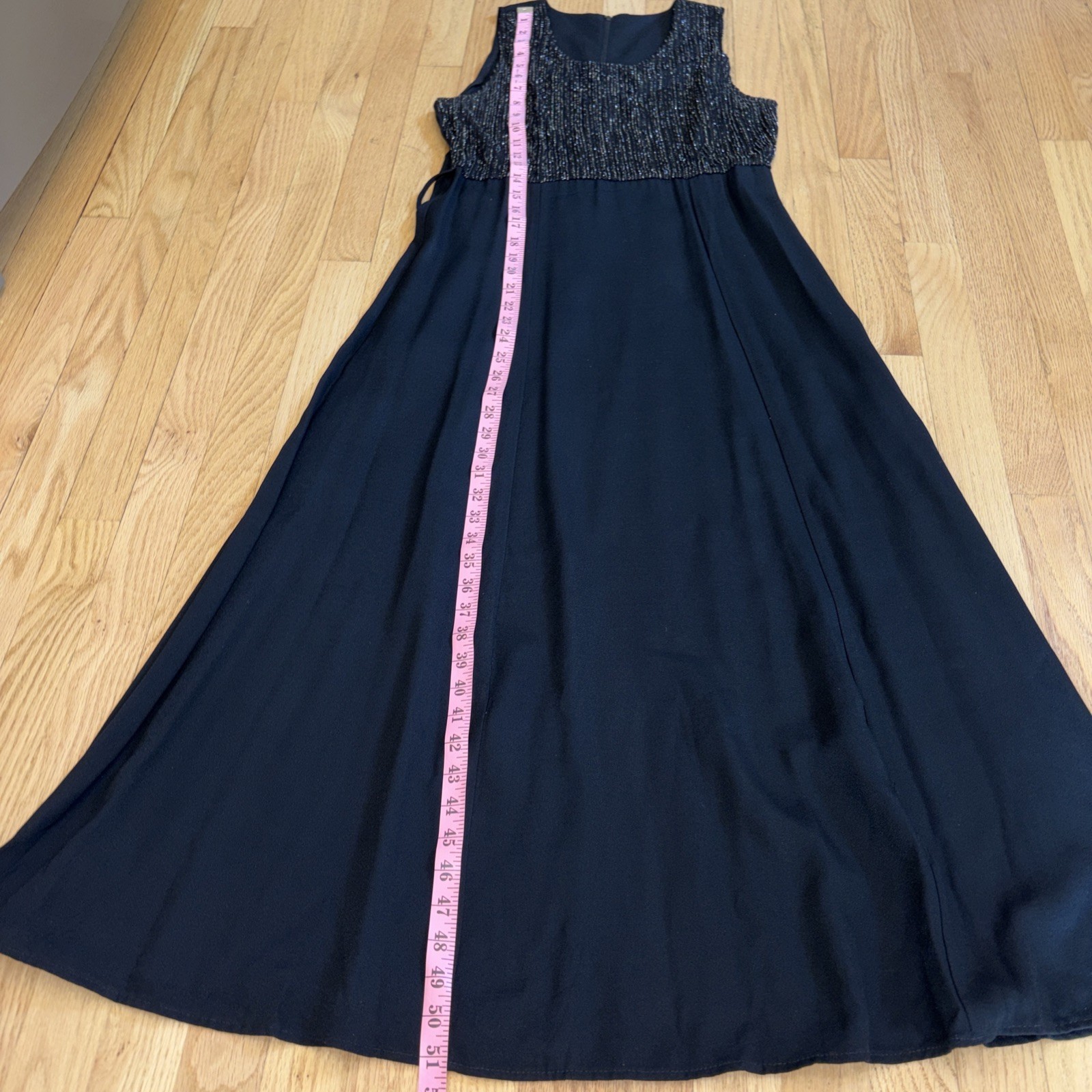 VTG Charade of California Women’s Black Maxi Dress Metallic Bodice, Full Skirt 8