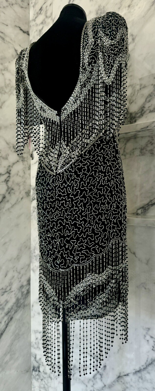 Lemieux Vintage Evening Beaded Sequins Cocktail Dress