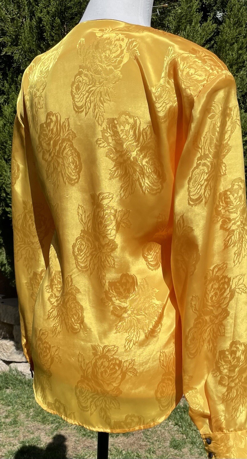 Blouse Yellow Size:16 „Mikado” Elegant Asian Inspired Vintage Golden Yellow