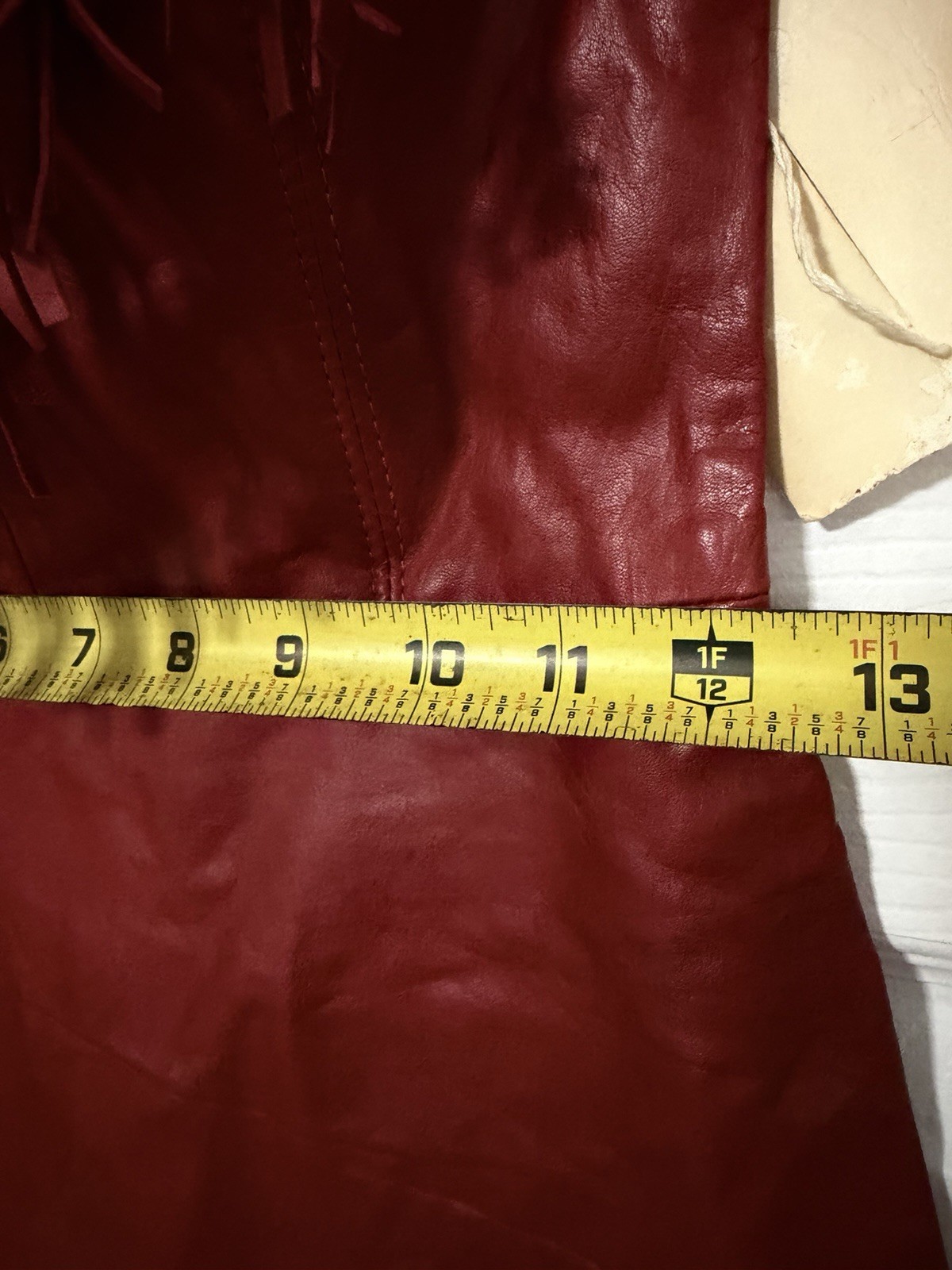 Vintage Red Genuine Leather Fringe Strapless Dress Western Cowgirl Boho