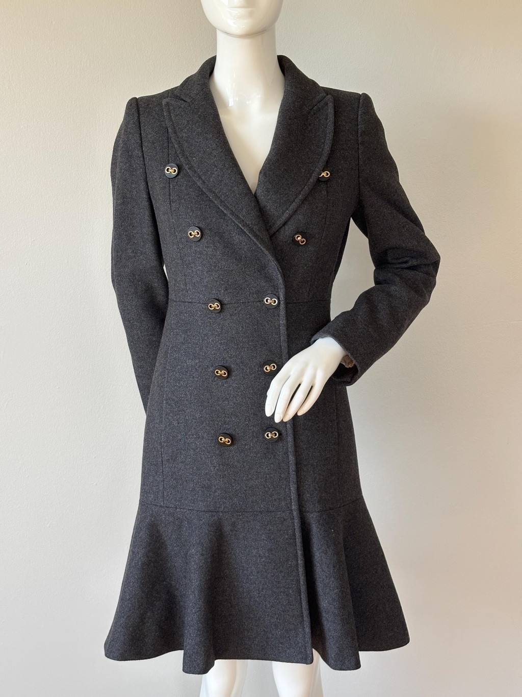 Vintage MAX&Co. Gray Wool Coat Women US 2 IT 38 Double Breasted Fit Flare Design
