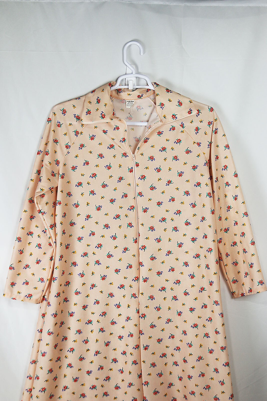 Vintage House Dress 1970’s Elaine Sklar Sz L Maxi Kaftan Housewife Brady Core