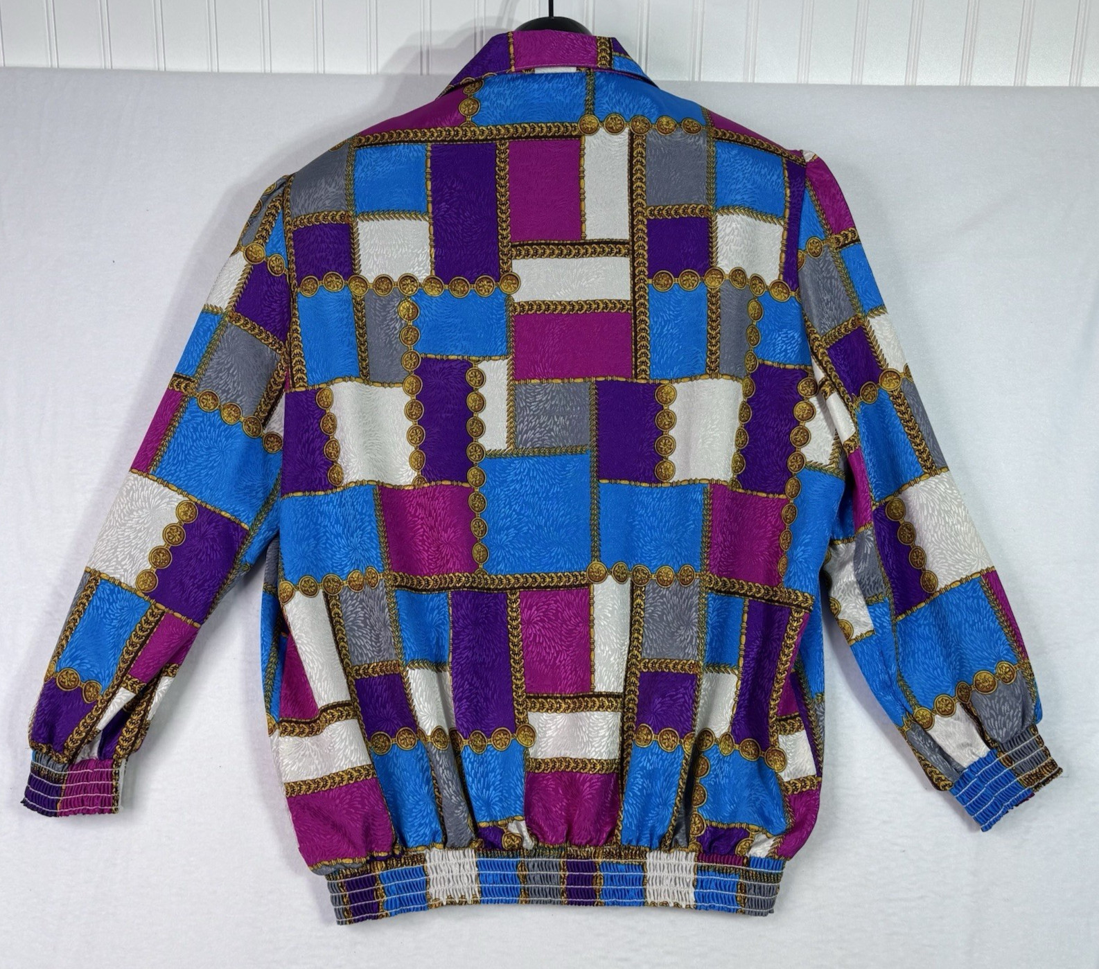 VTG 80s T. Marie Sissies Multi Color Abstract Blouson Blouse USA Size 16