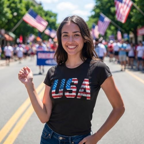 Womens Vintage USA T Shirt Awesome Fourth X-Large Heather Black – Vintage Usa