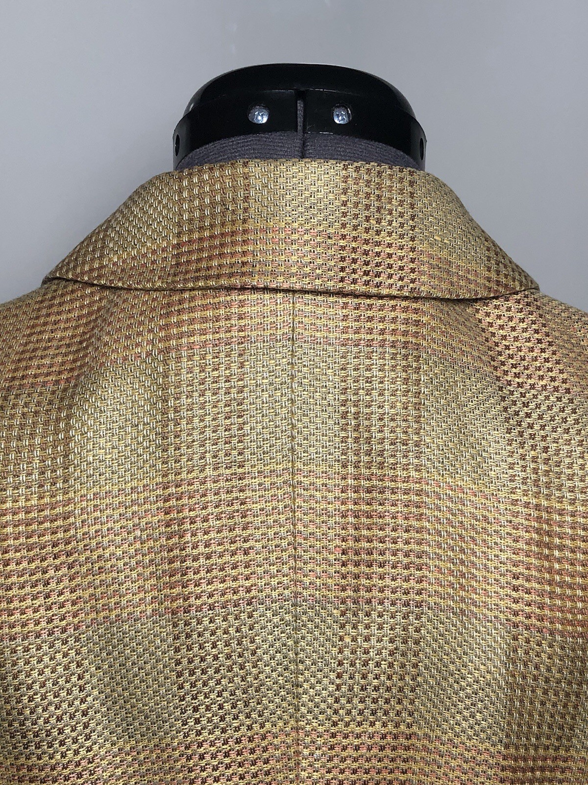 Vtg 80s Giorgio Armani Le Collezion Pink Blue Tan Plaid Long Blazer Italy 40 M