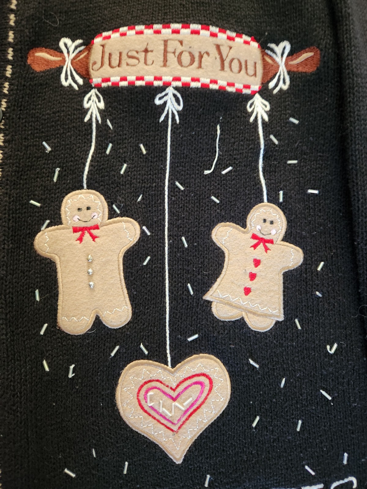 The Quacker Factory Christmas Cardigan Sweater Women’s XxL 2X Black Sugar Spice