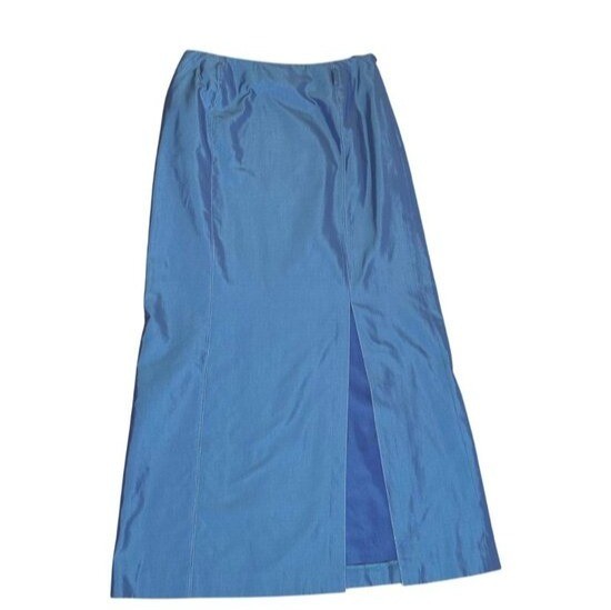 Vintage TRIXI SCHOBER Cobalt Blue Silk Blend Power Suit Skirt Set Germany S 8