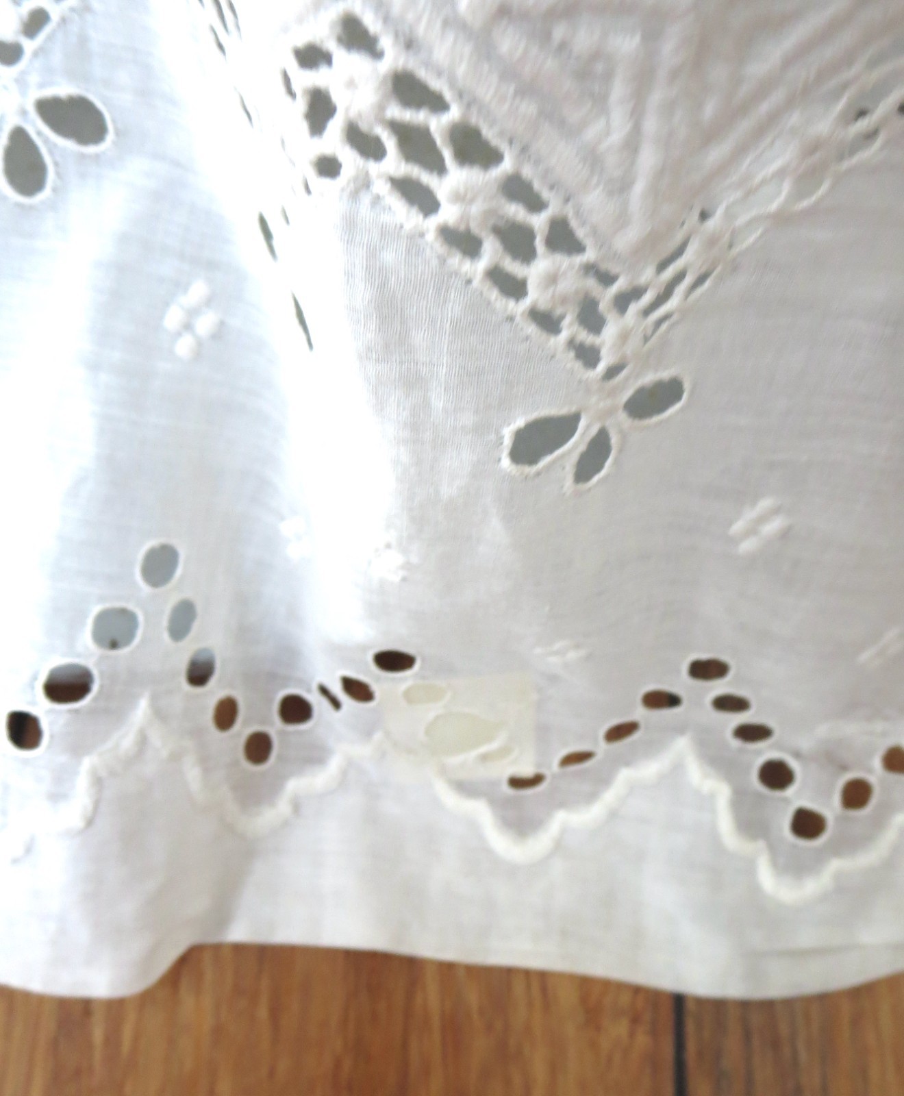 Victorian High Neck White Elegant Eyelet And Lace Dress 36 Bust