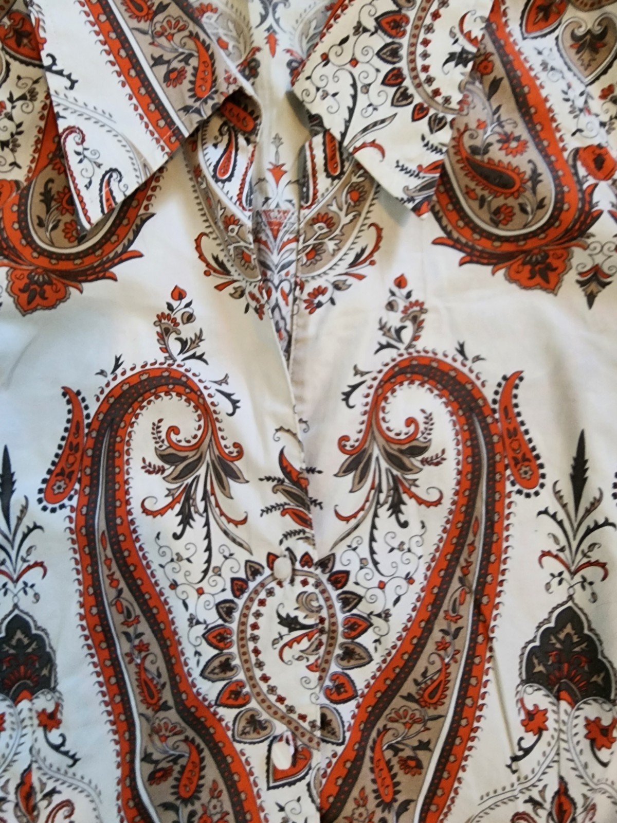 🐎Esprit VTG 90’s WOMEN’S Orange and Gray Paisley Button-Down Shirt. SZ M✨️ Y2K