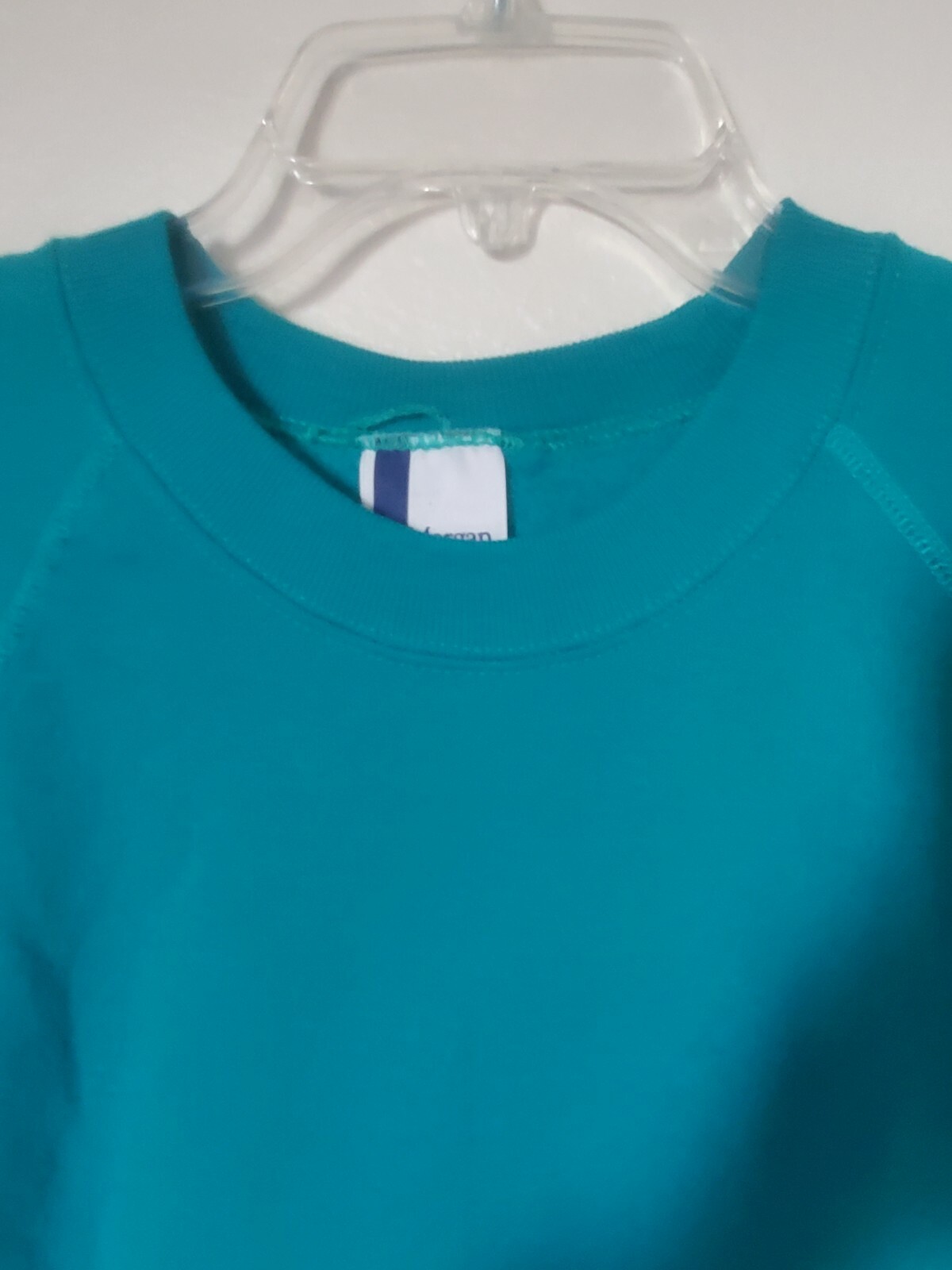 Vintage J.E. Morgan plain Teal blue green M cotton crew neck sweatshirt