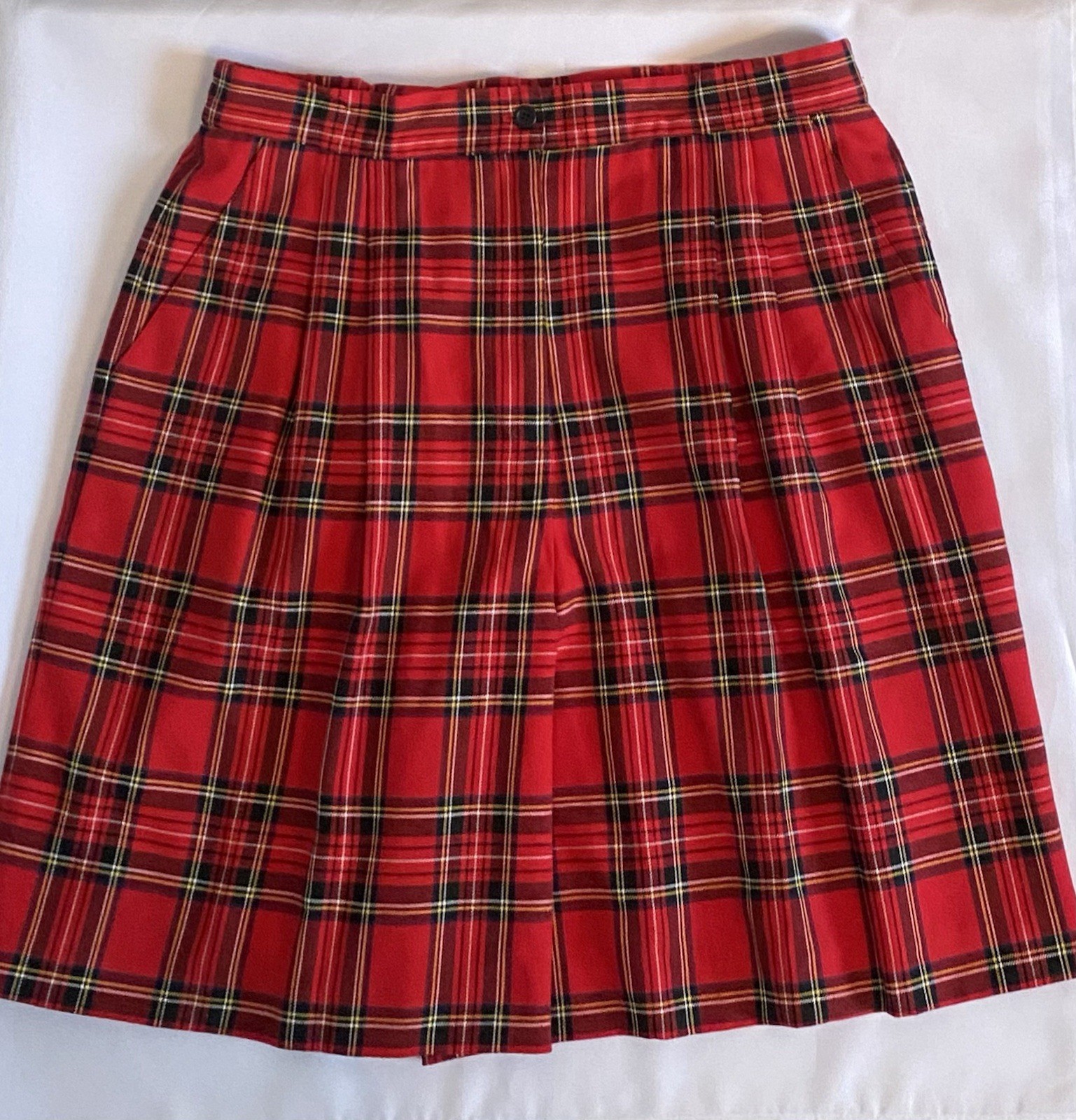 Leslie Fay High Waist Red Tartan Plaid Shorts Preppy City Classic Vintage Sz 16