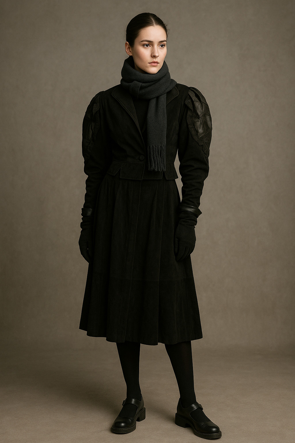 Victorian Suede Jacket Dress by Feiner – Size 38/40