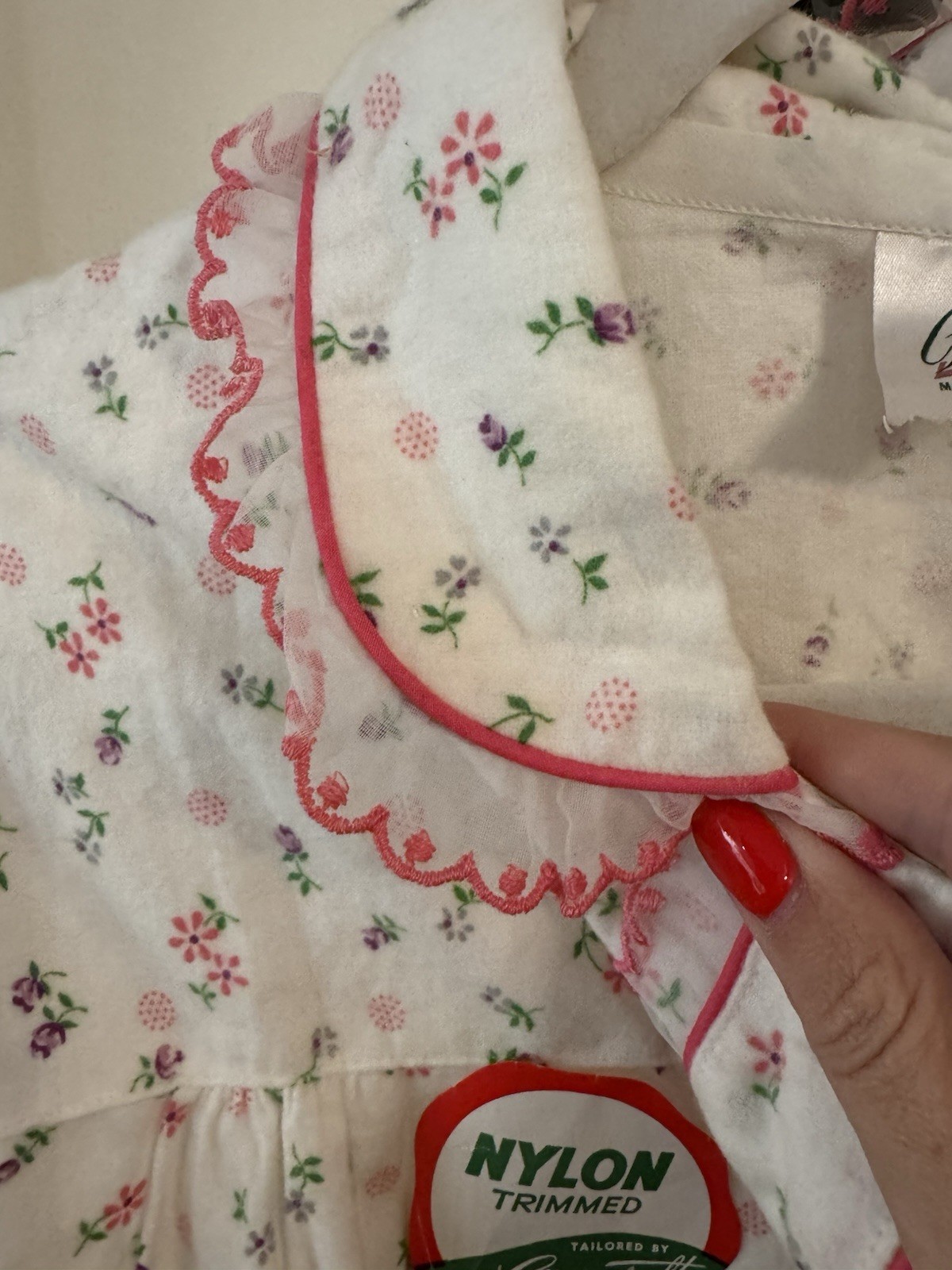 Vintage Greencraft Nylon Trimmed Pajama Top Sz 36