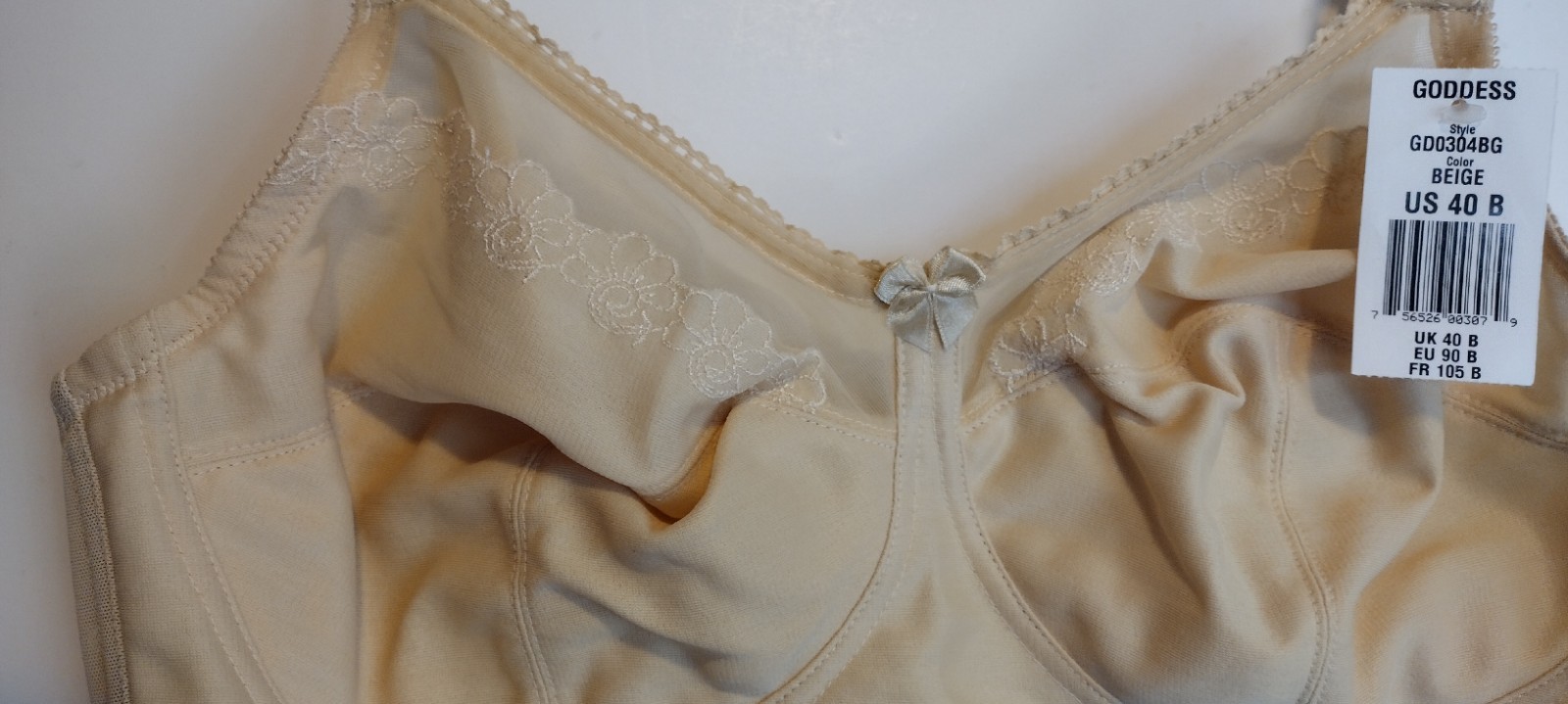 Vintage NWT Goddess Bra Size 40B-BEIGE Style 304 Soft Touch No Wire FULL COVER