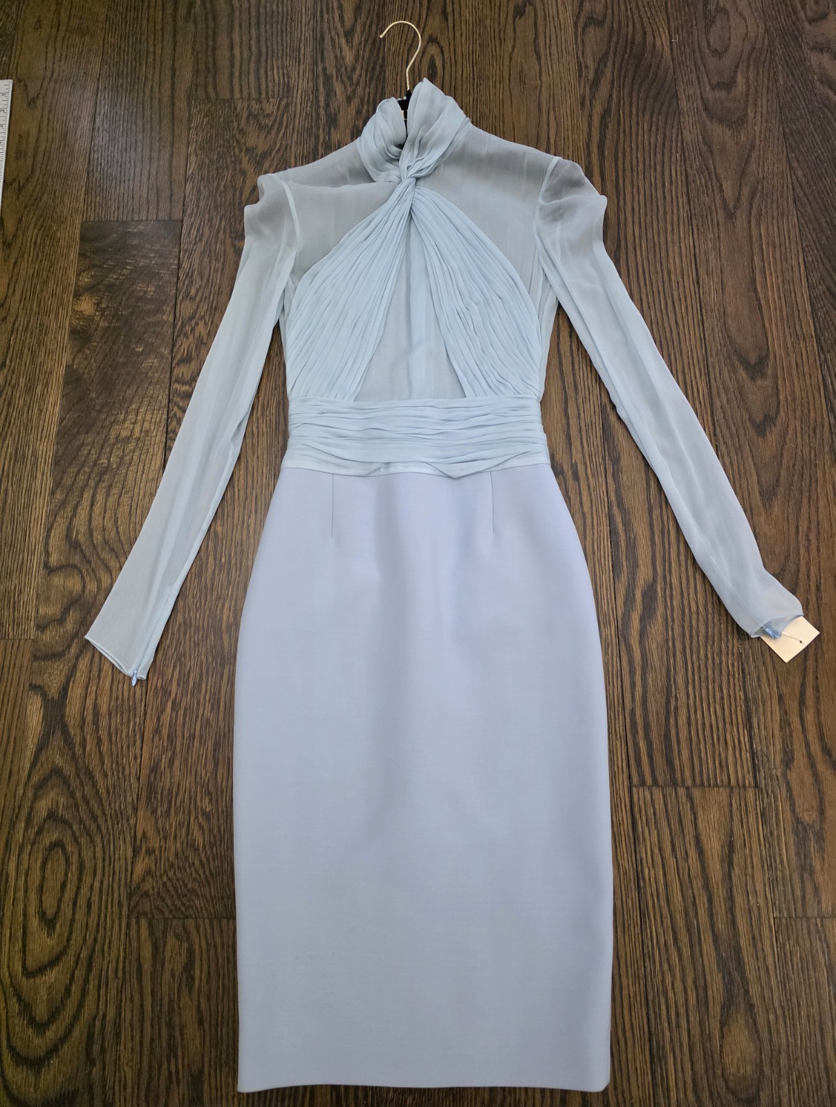 Vintage Emilio Pucci Silk Light Blue Chiffon Wool Sheath Dress IT38 NWT W/Hanger