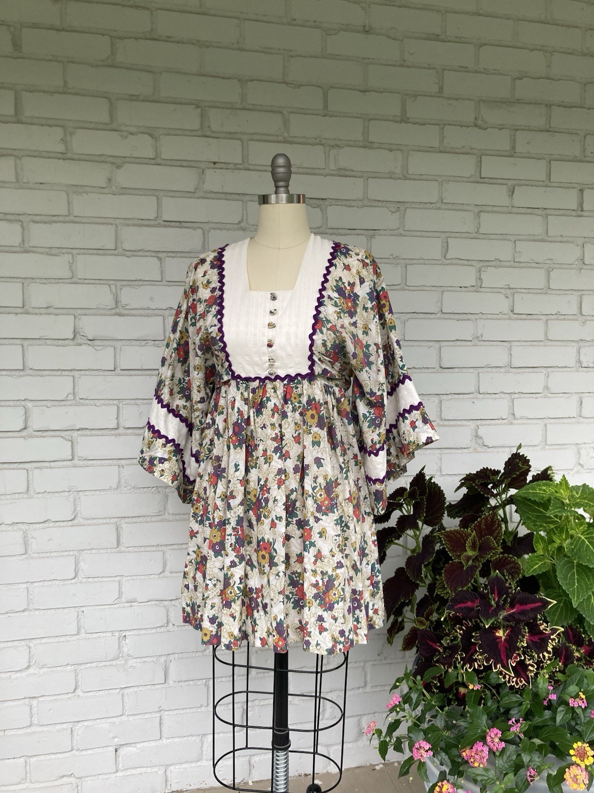 1960s/1970s Floral Smock Mini Dress Or Tunic