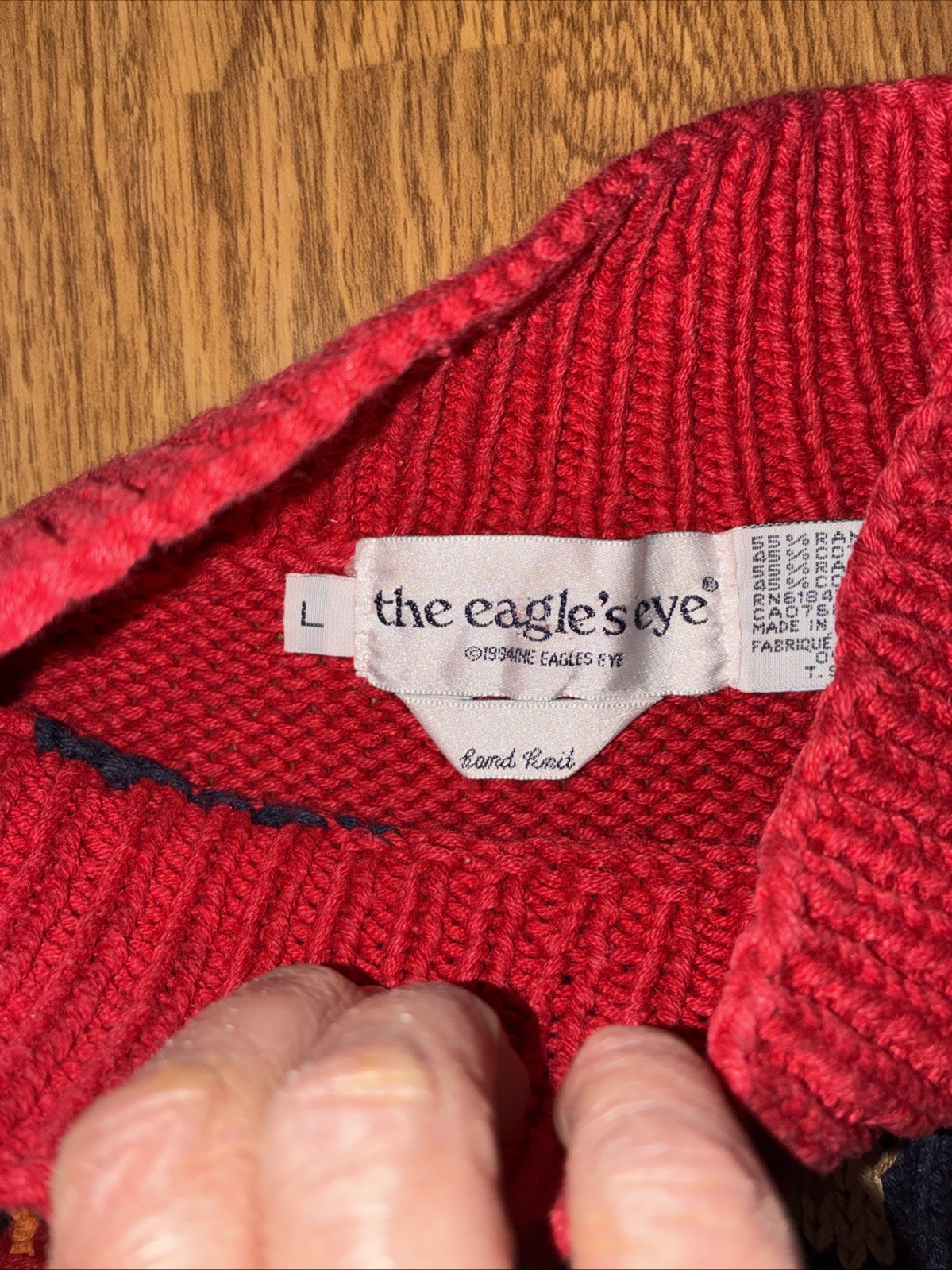 The Eagle’s Eye Vintage Hand Knit Duck Sweater Large Rainy Day Grandma Cottage