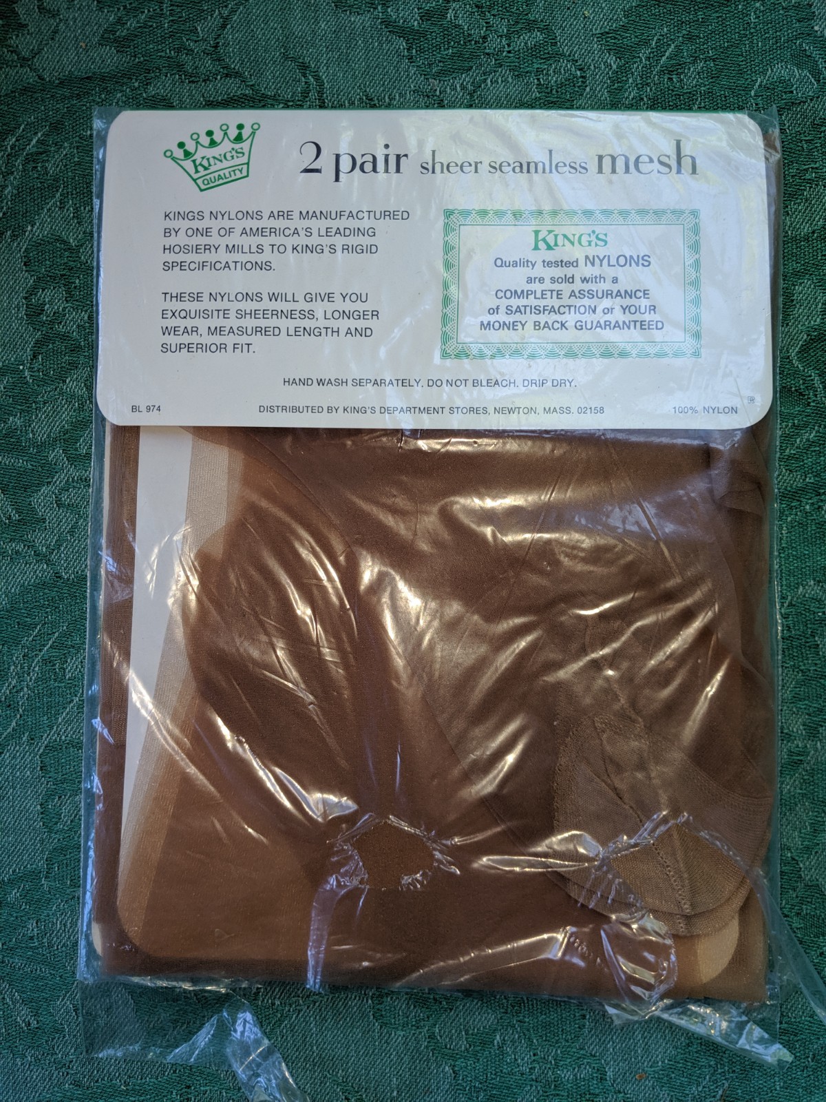 Vintage Thigh High Stockings Seamless 2pr Nylons Beige Size 10 #26A