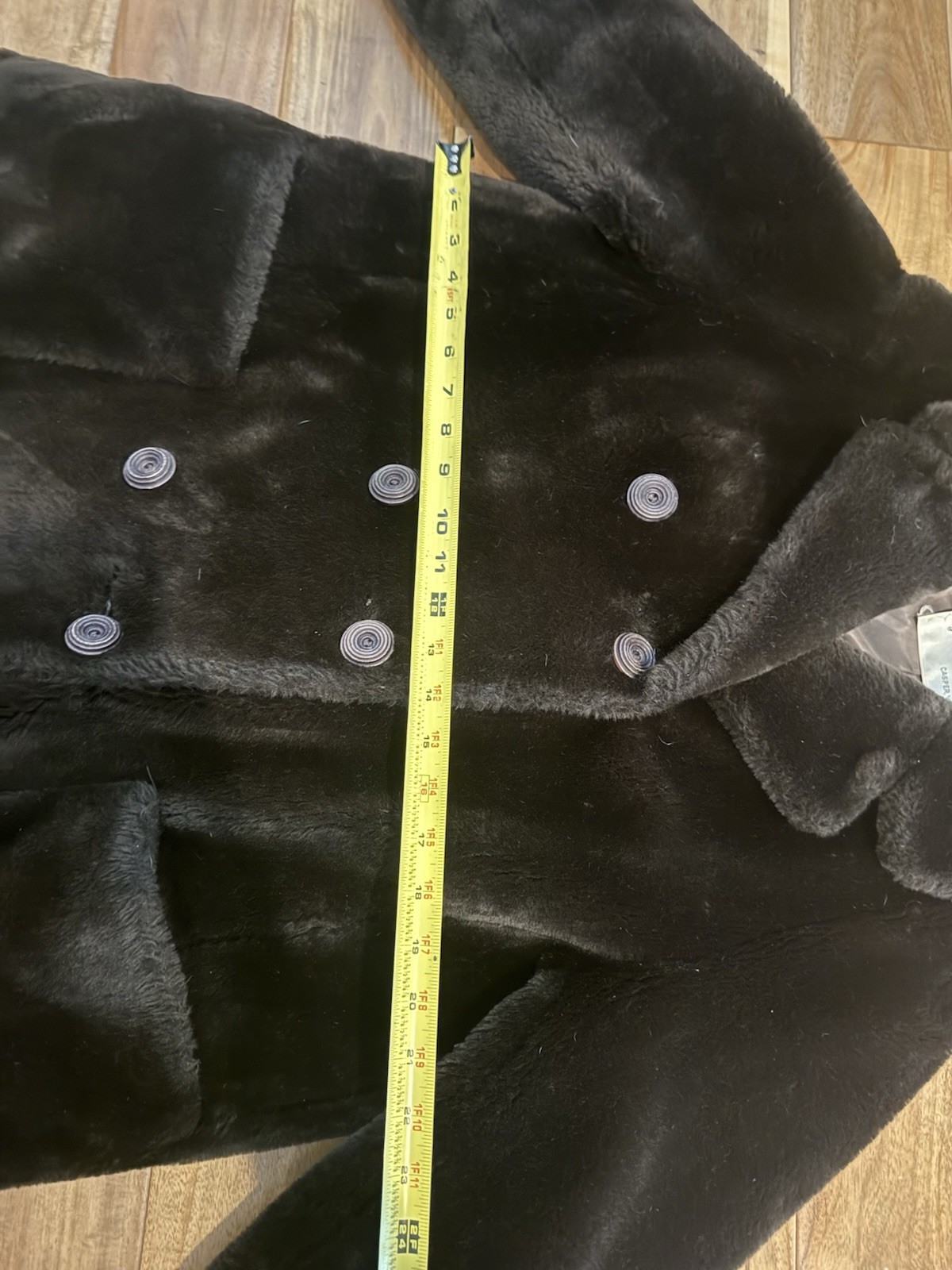70s Borgana Sportowne Faux Fur Double Breasted Trench Coat USA teddy bear VTG
