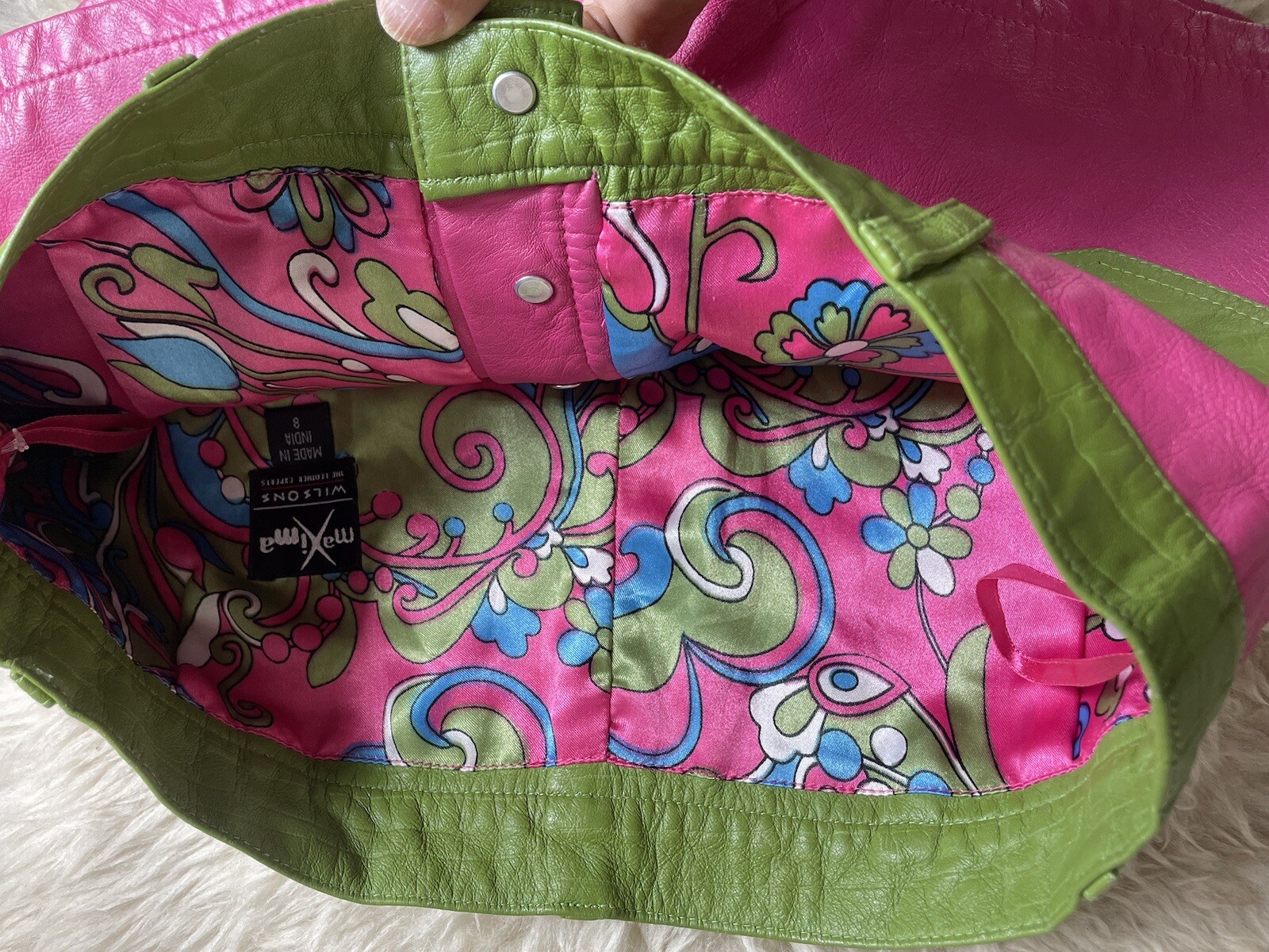 Vtg hot pink,green,60s pop art/op art styl mod go go shorts. genuine leather.S/M