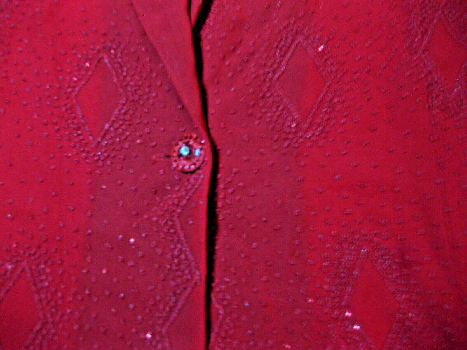 Vintage Womens Dressy Red Long Sleeve Bead Embellished Cardigan Jacket XL- 1X