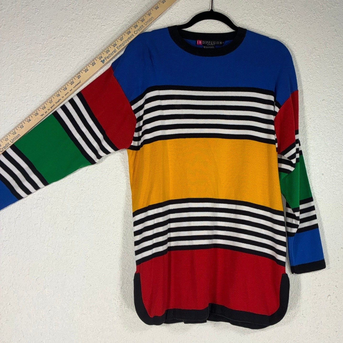 Vintage – I.B. Diffusion Multicolor Striped Sweater – L – Colorblock 90s Y2K top